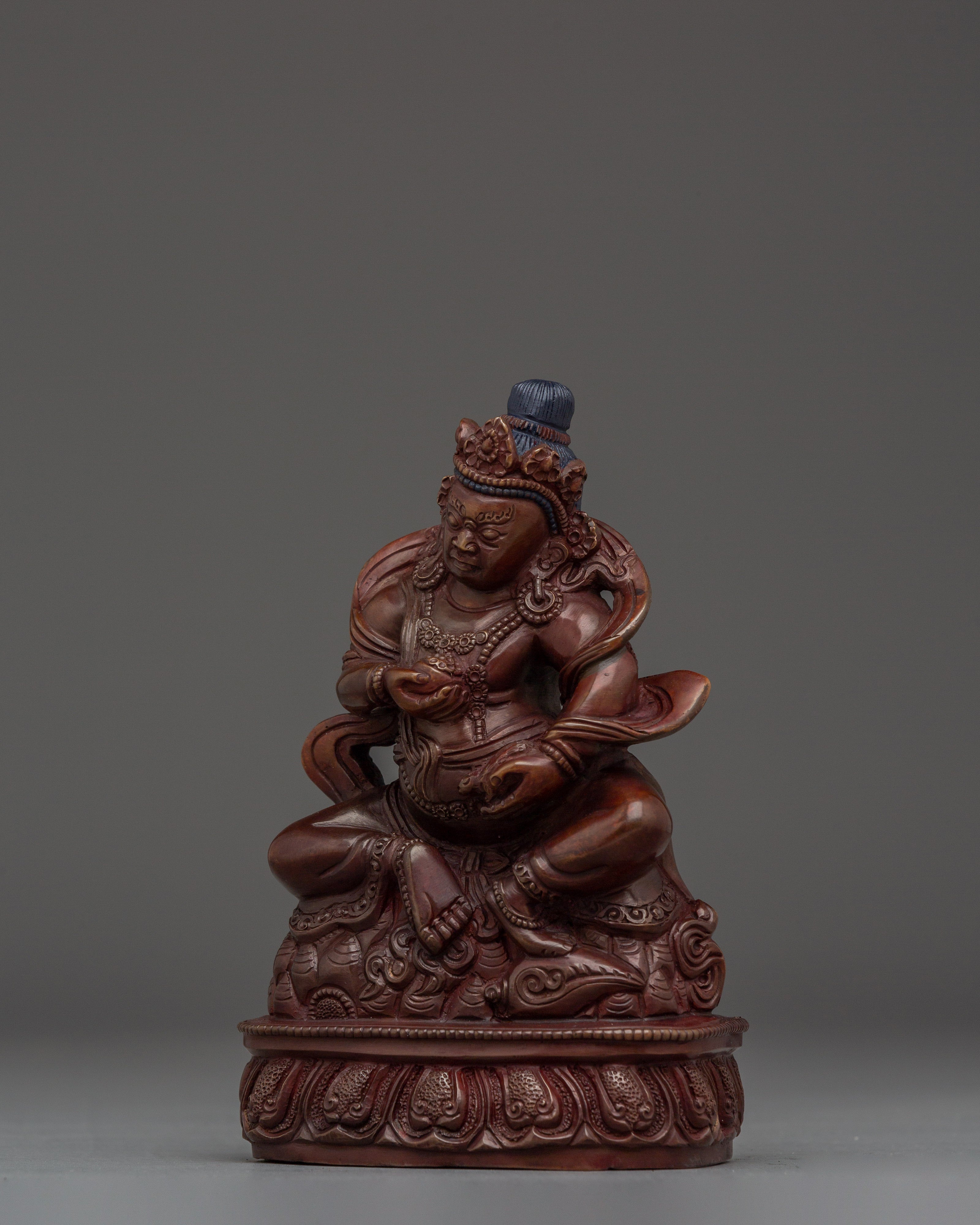 Oxidized Abundance Deity Dzambhala Statue | Tibetan Wealth God