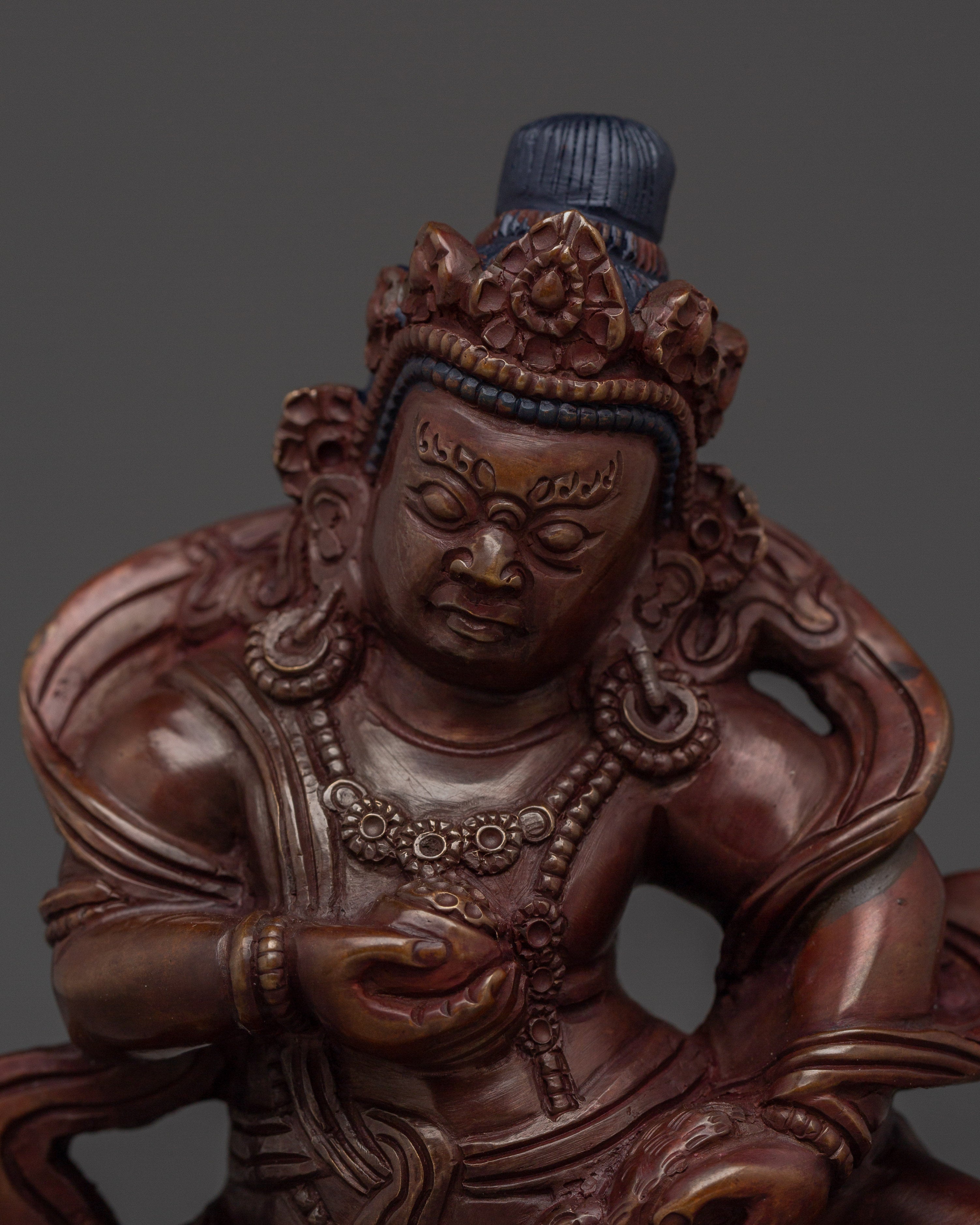 Oxidized Abundance Deity Dzambhala Statue | Tibetan Wealth God