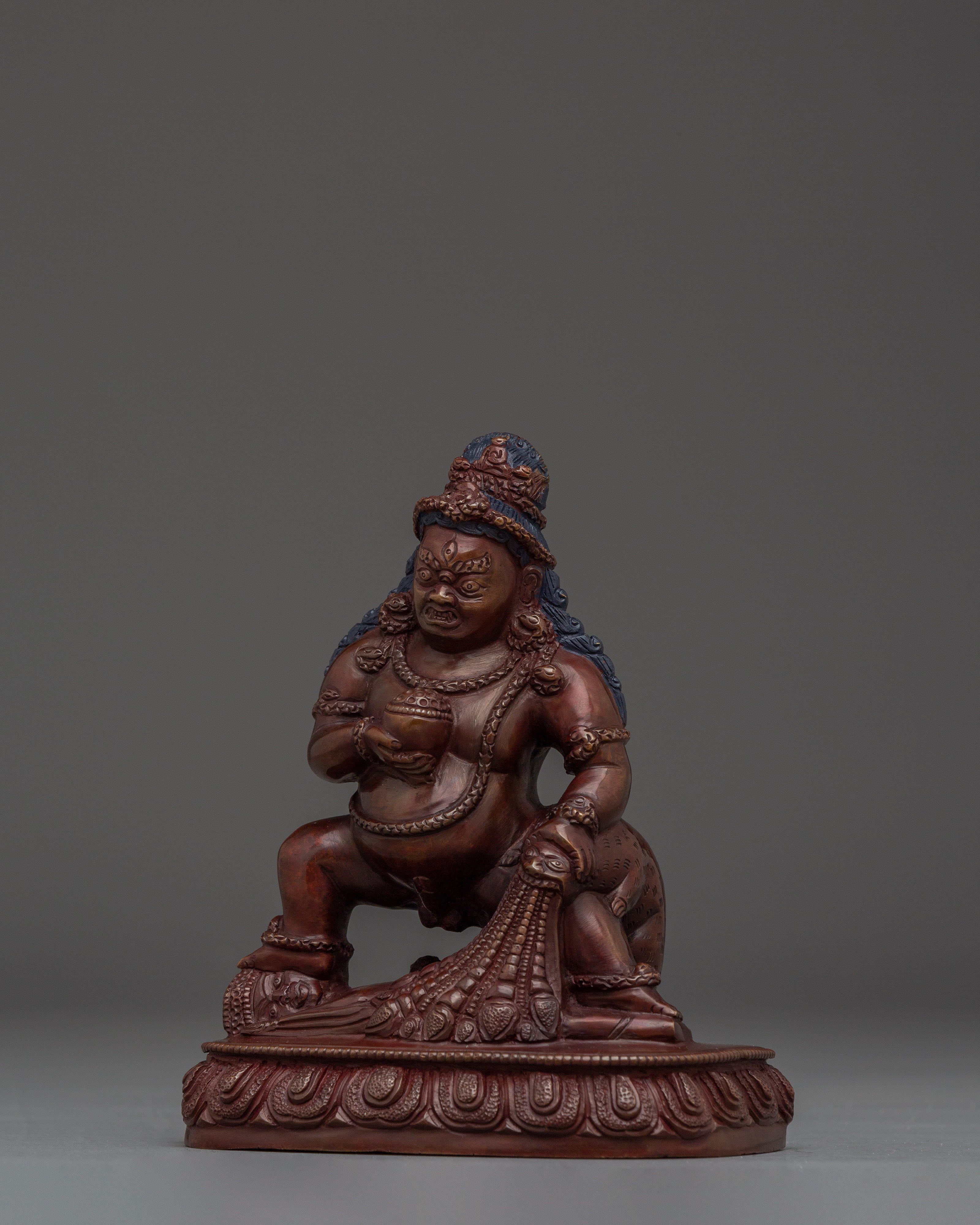 Oxidized Copper Black Dzambhala Statue | Tibetan Wealth Deity