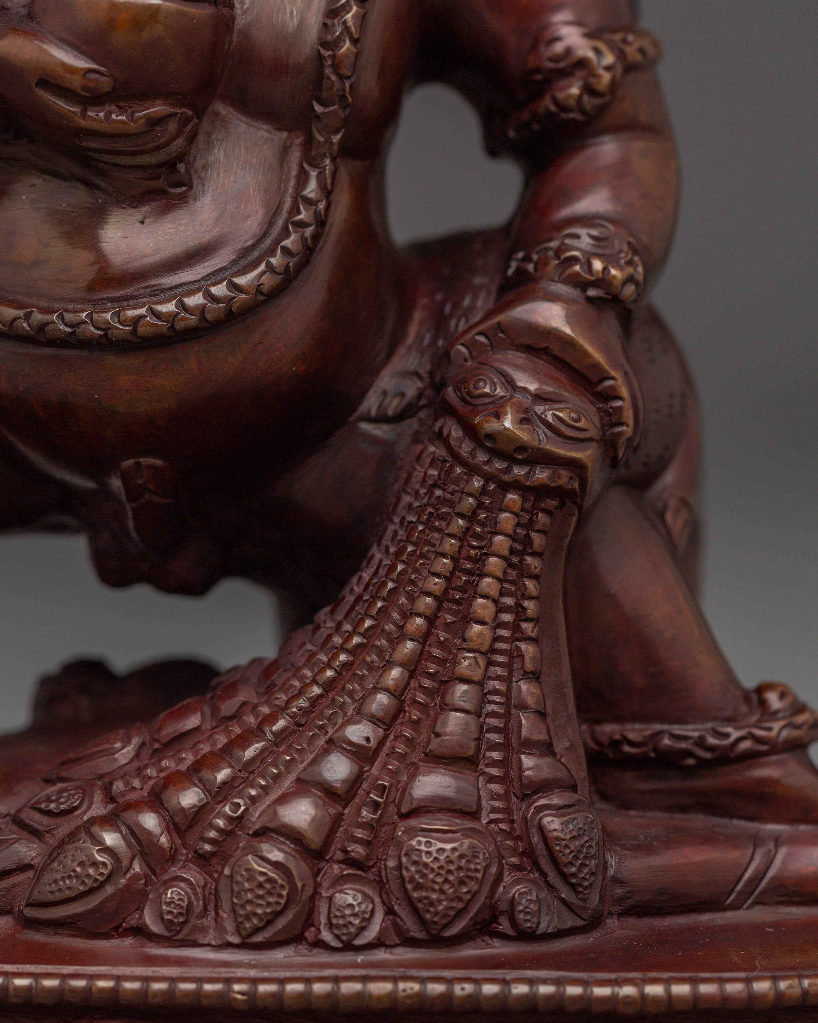 Oxidized Copper Black Dzambhala Statue | Tibetan Wealth Deity