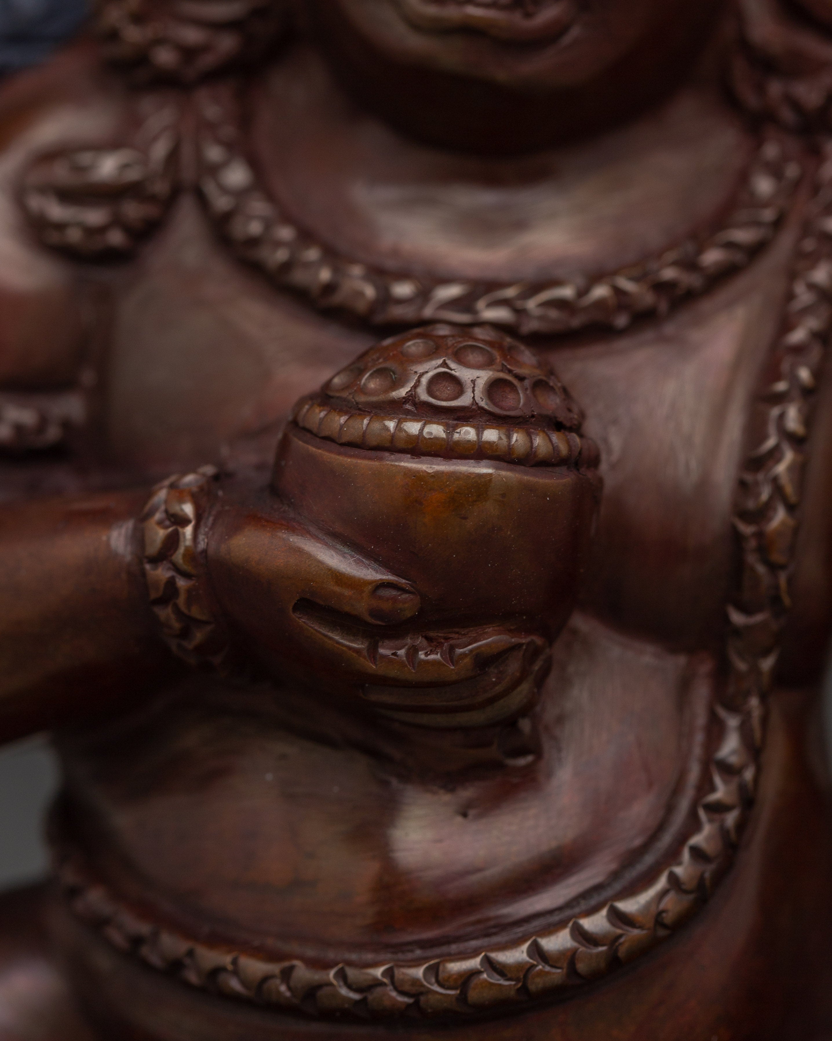 Oxidized Copper Black Dzambhala Statue | Tibetan Wealth Deity