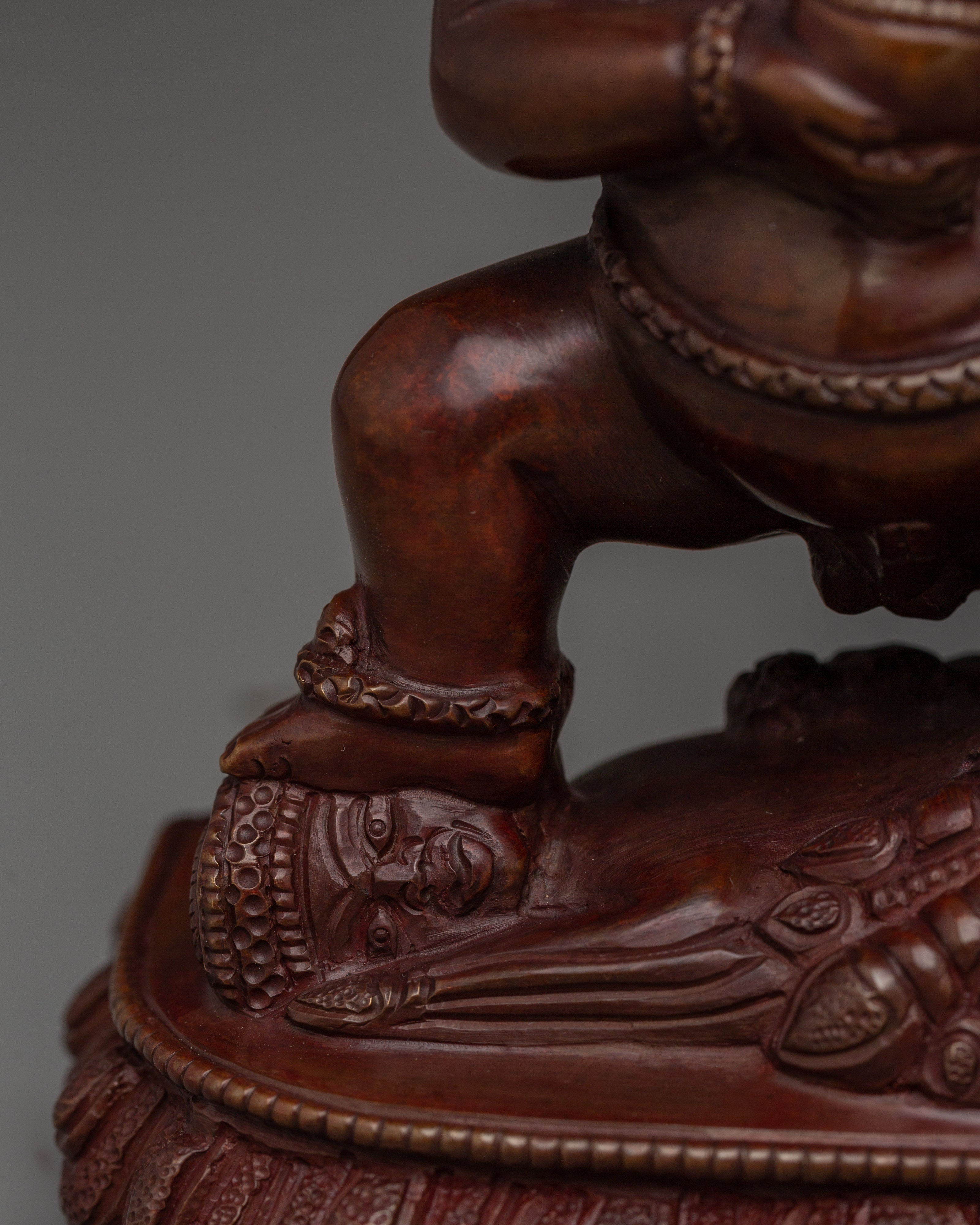 Oxidized Copper Black Dzambhala Statue | Tibetan Wealth Deity