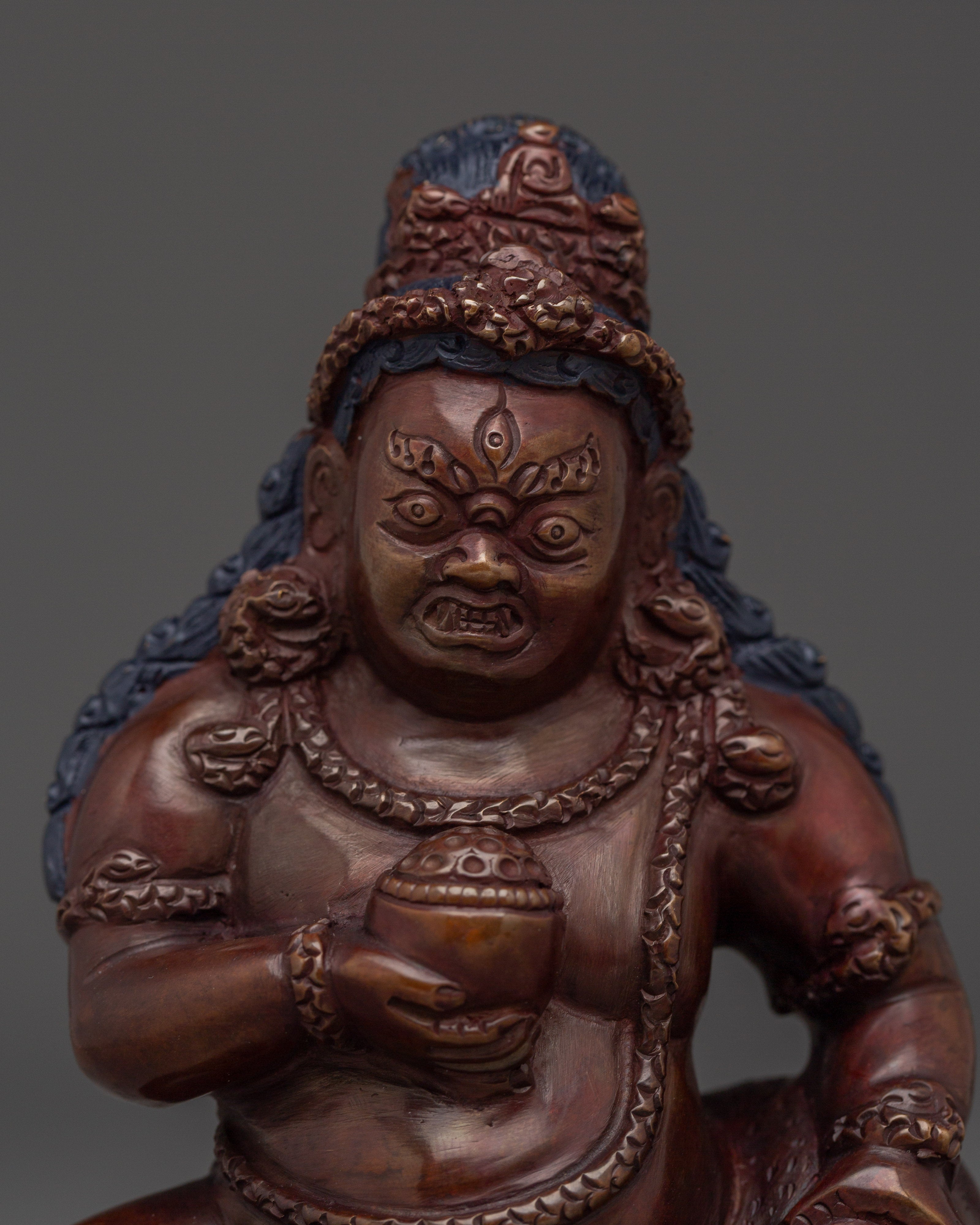Oxidized Copper Black Dzambhala Statue | Tibetan Wealth Deity