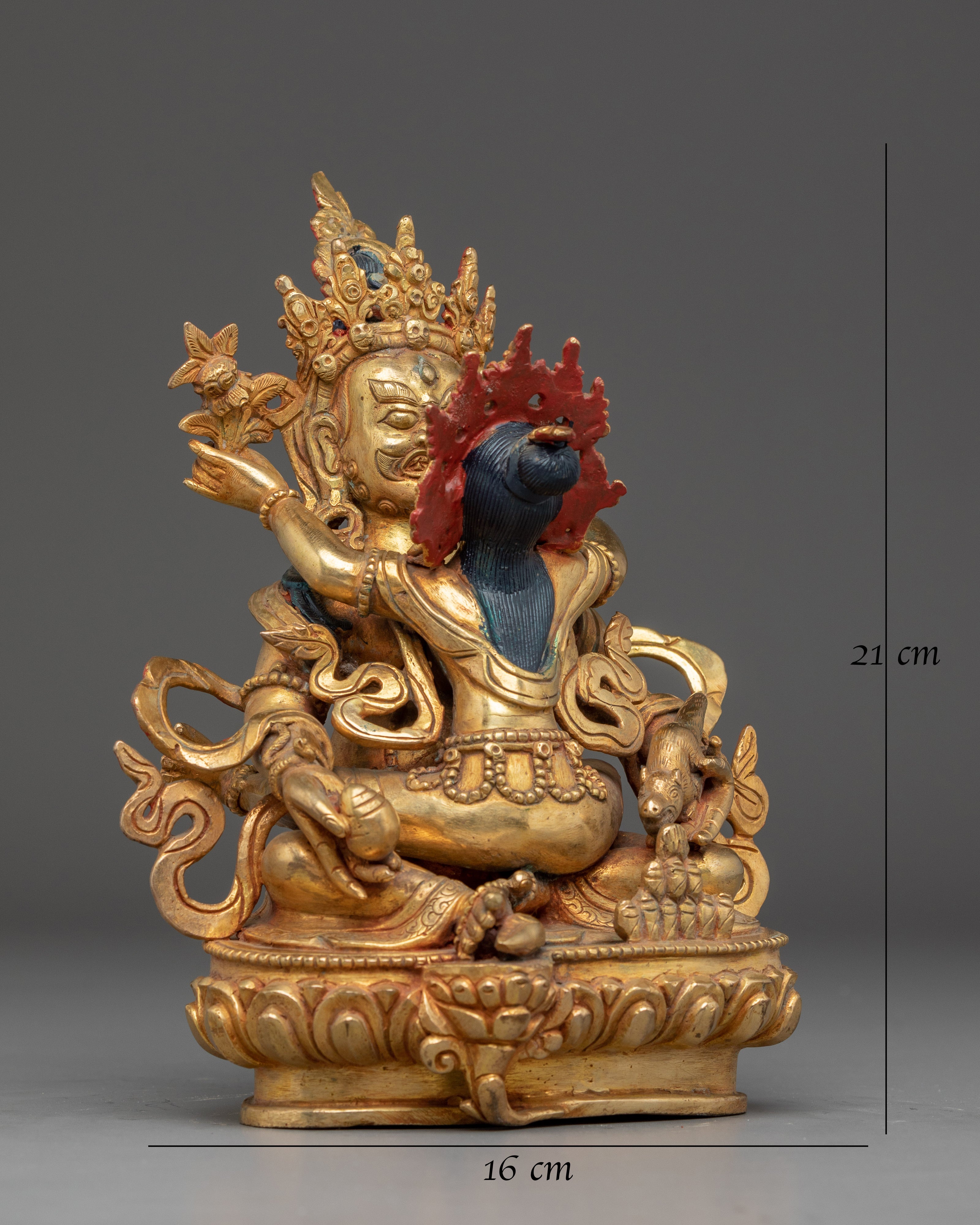 Gold Gilded Dzambhala with Consort Statue