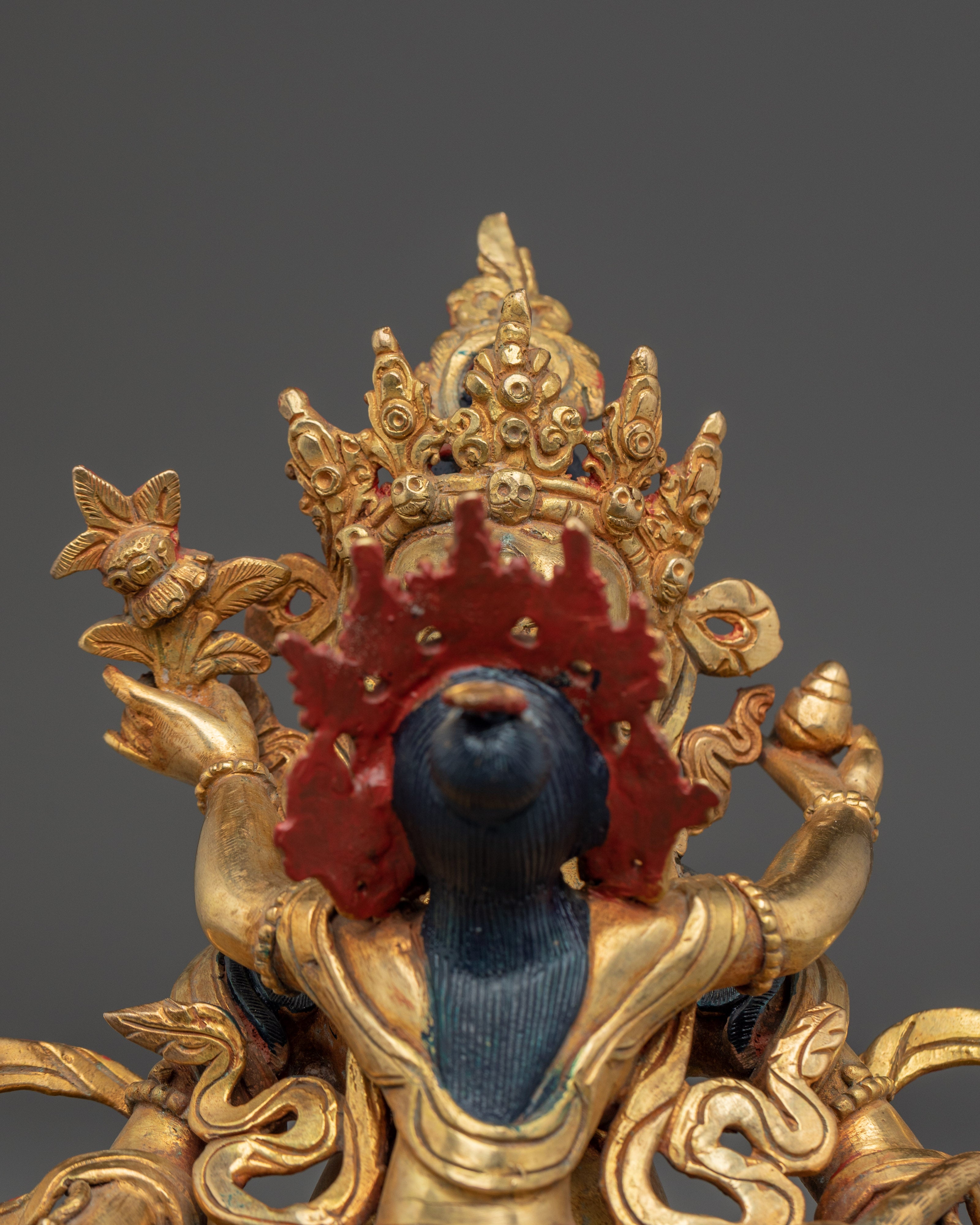Gold Gilded Dzambhala with Consort Statue | Tibetan Wealth Deity for Prosperity