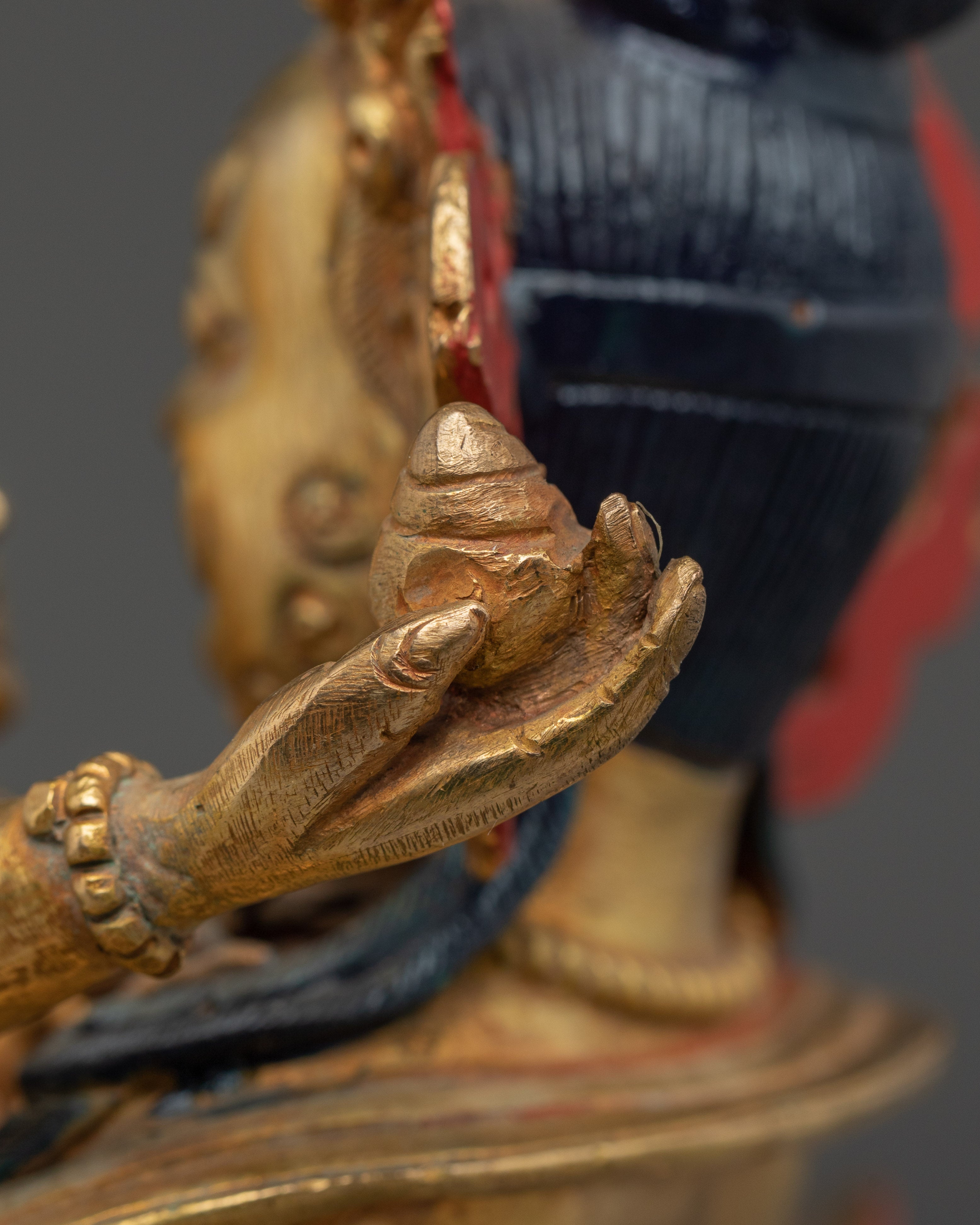 Gold Gilded Dzambhala with Consort Statue | Tibetan Wealth Deity for Prosperity