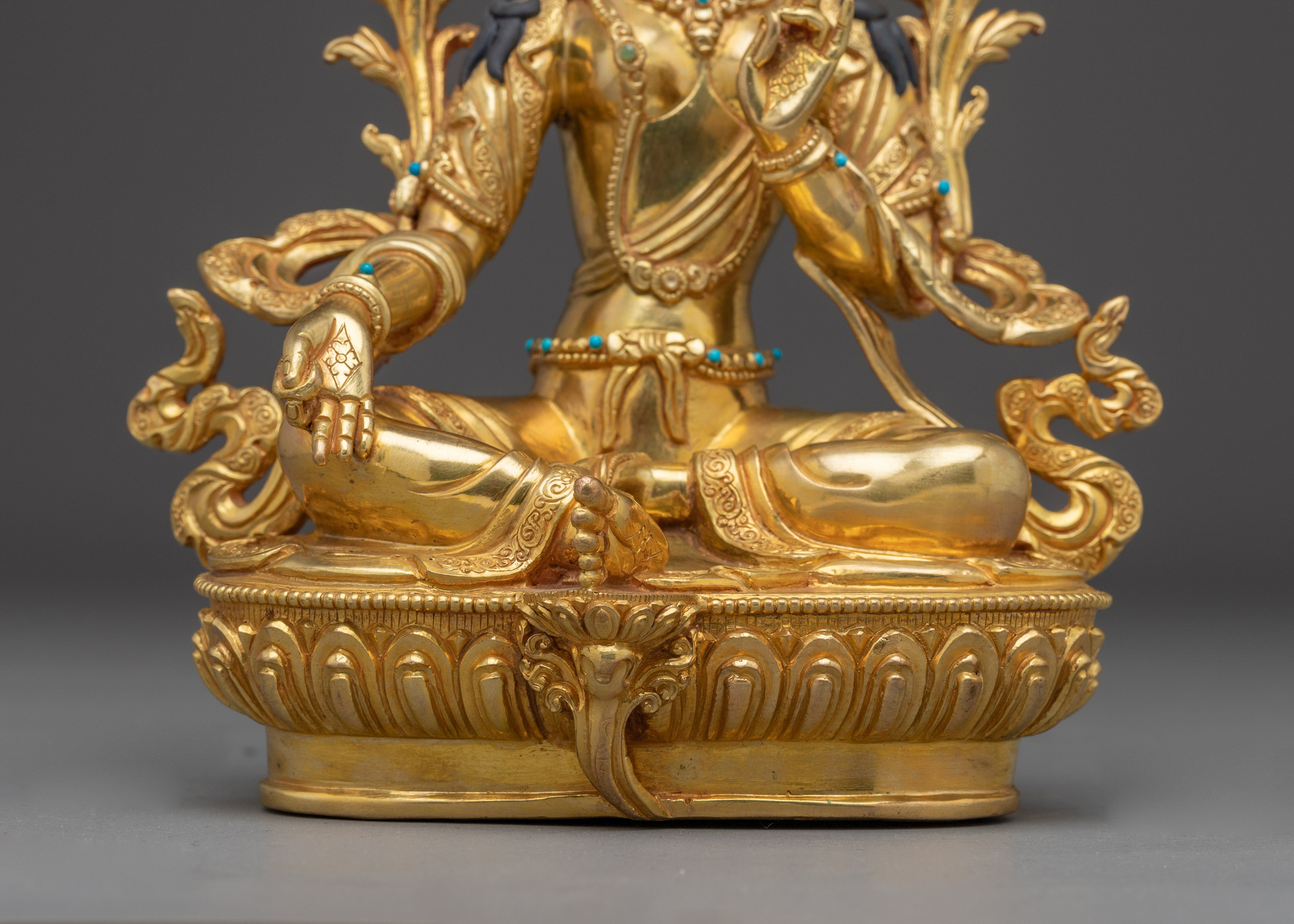 Copper Green Tara Sculpture for Protection | Copper Sculpture for Altar, Meditation & Decor