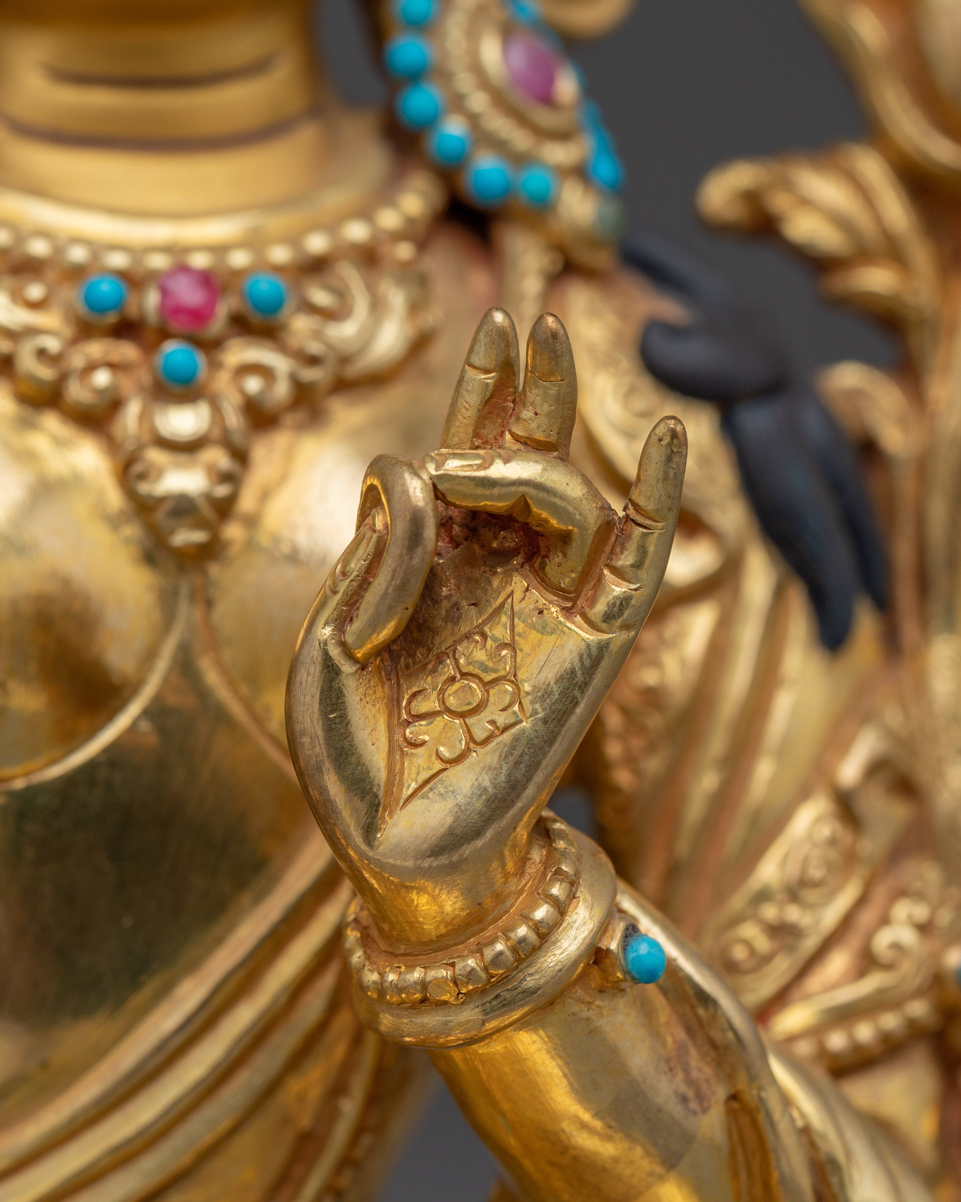 Copper Green Tara Sculpture for Protection | Copper Sculpture for Altar, Meditation & Decor