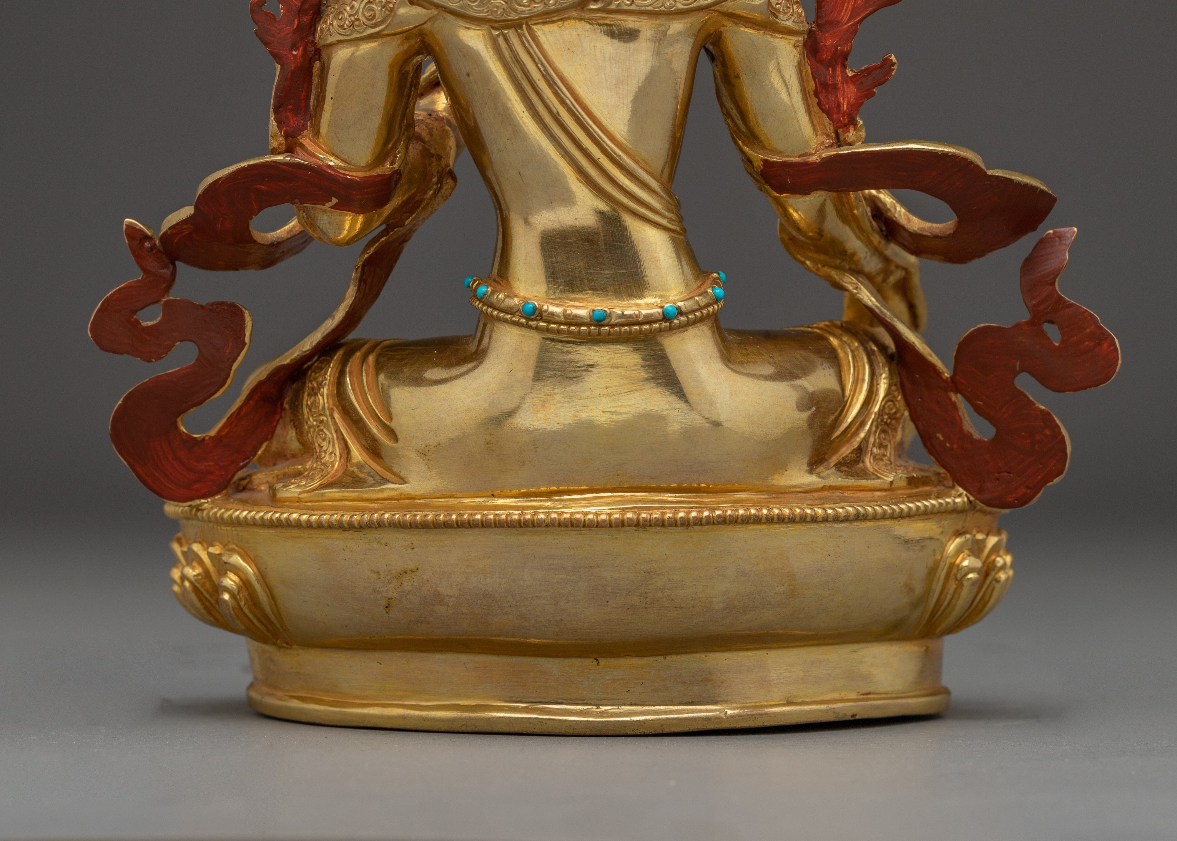 Copper Green Tara Sculpture for Protection | Copper Sculpture for Altar, Meditation & Decor