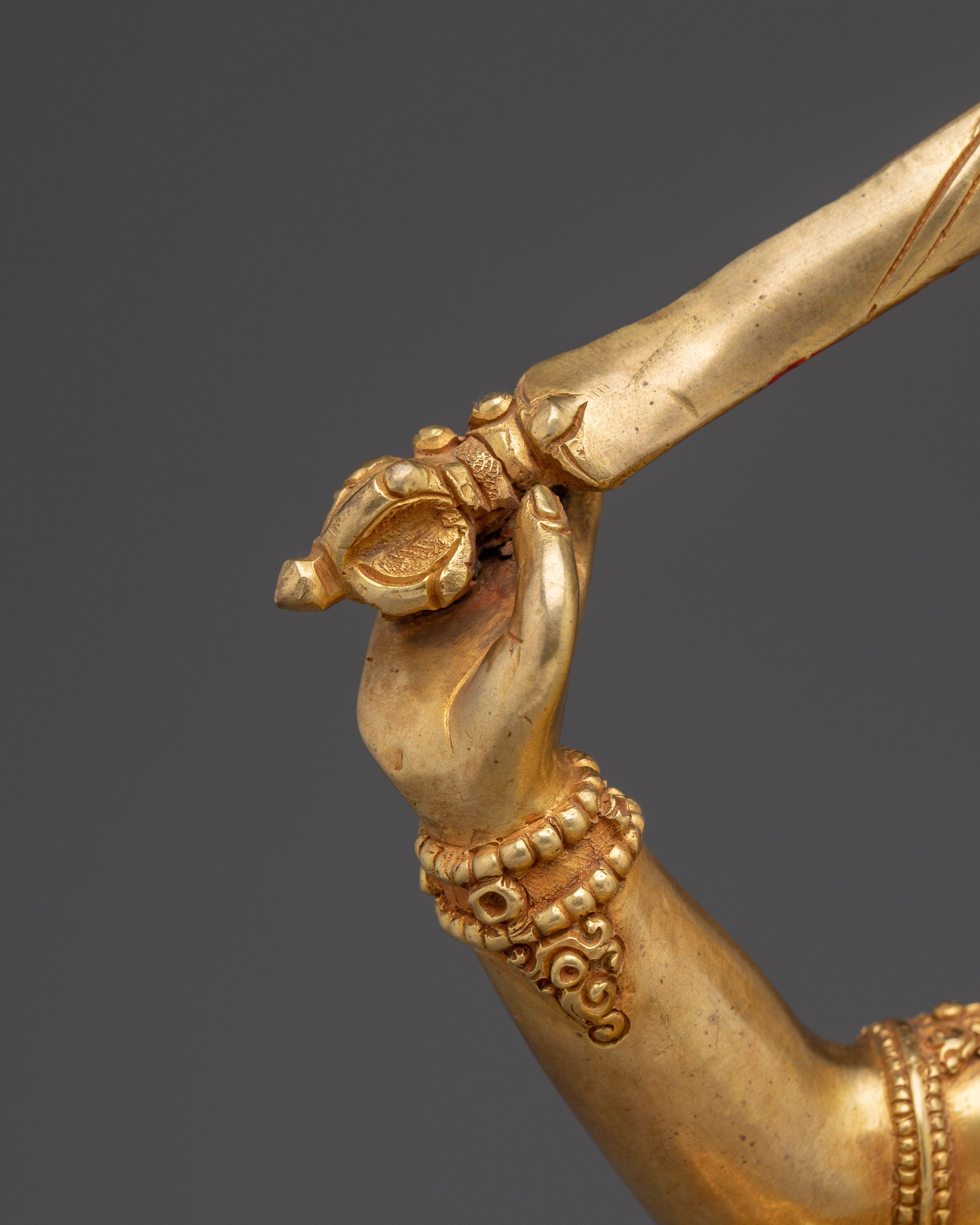 Buddhist Deity Manjushri Art for Wisdom | Gold Gilded Copper Statue