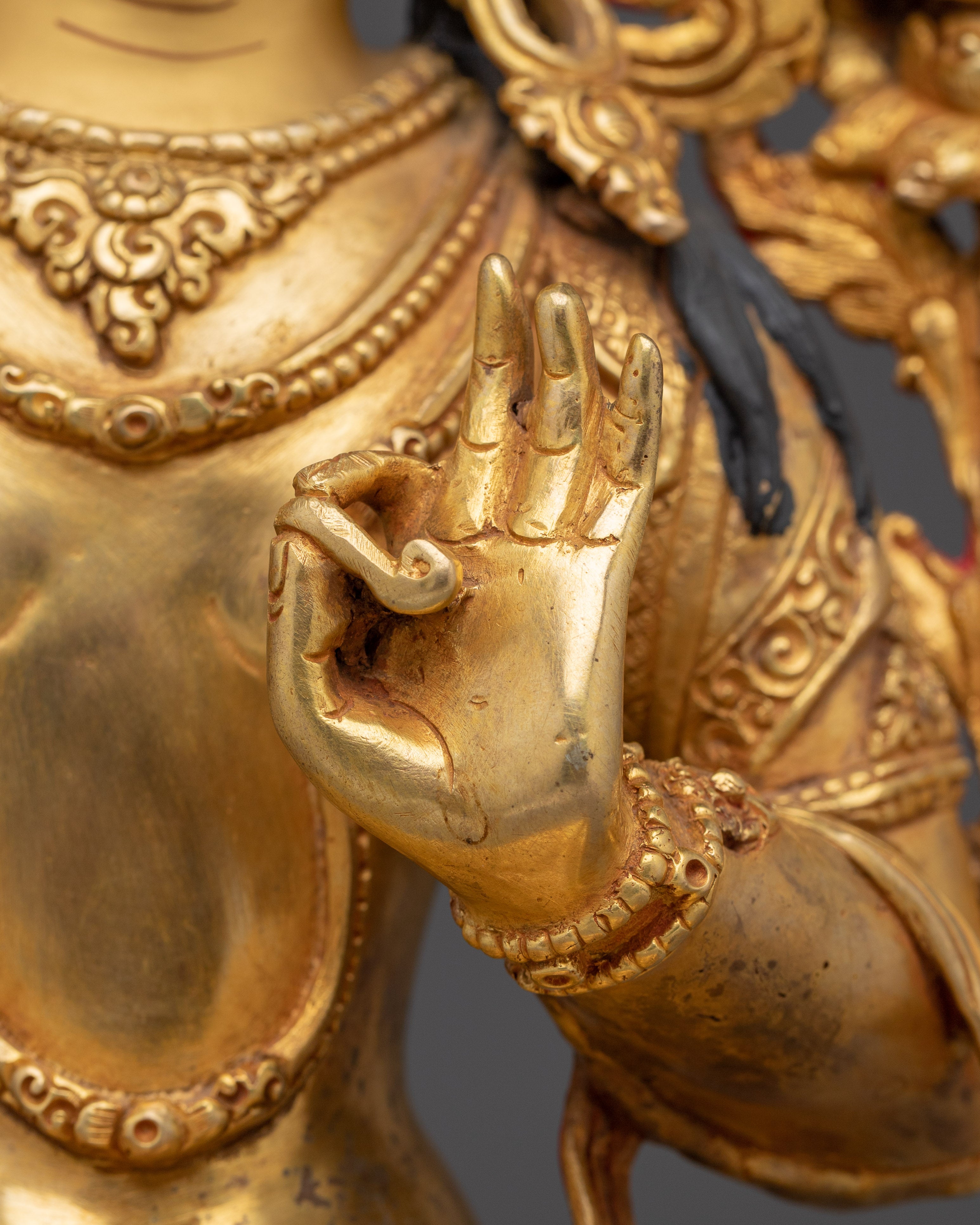 Buddhist Deity Manjushri Art for Wisdom | Gold Gilded Copper Statue