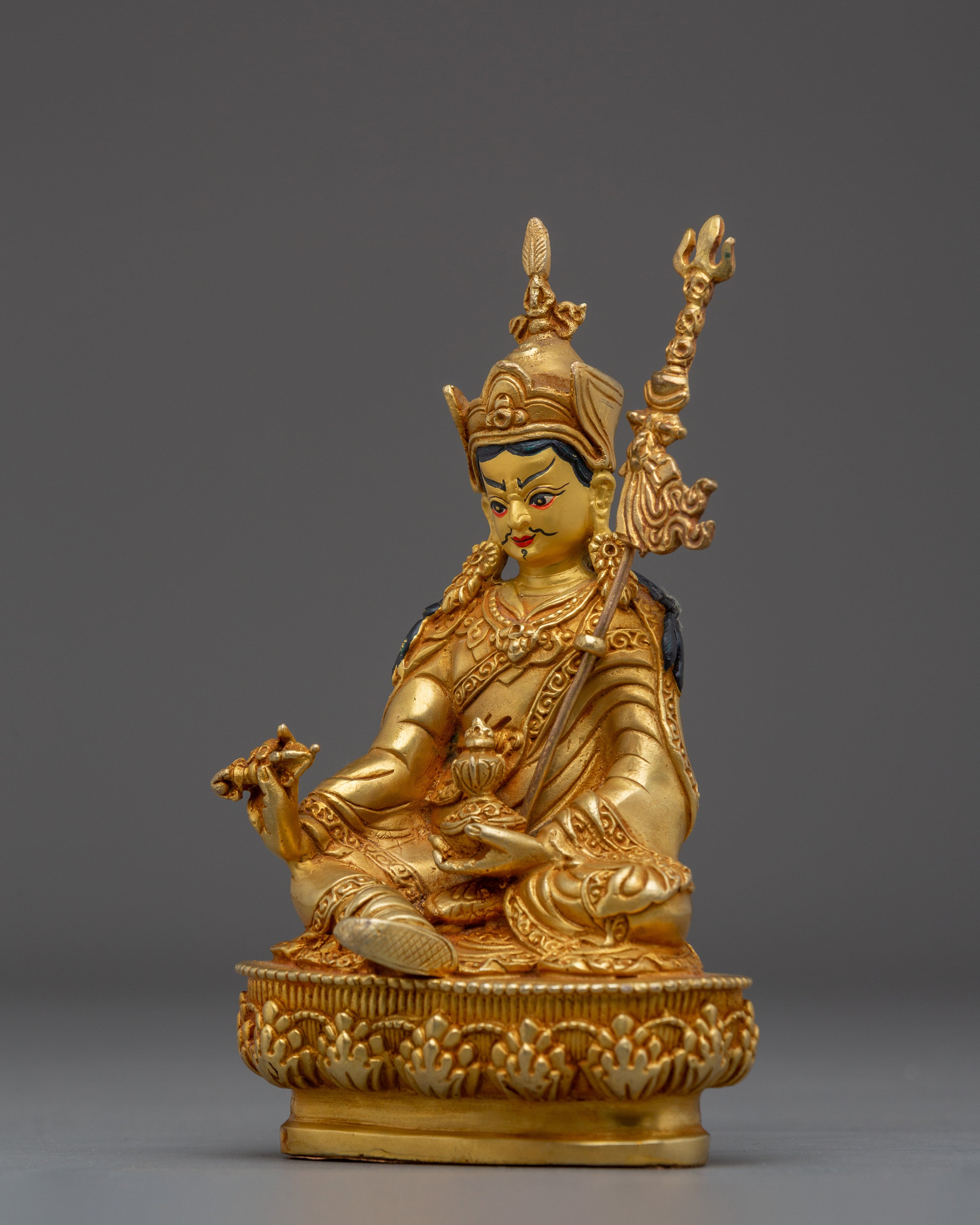 Guru Rinpoche Copper Statue 24K Gold Gilded | Art for Meditation