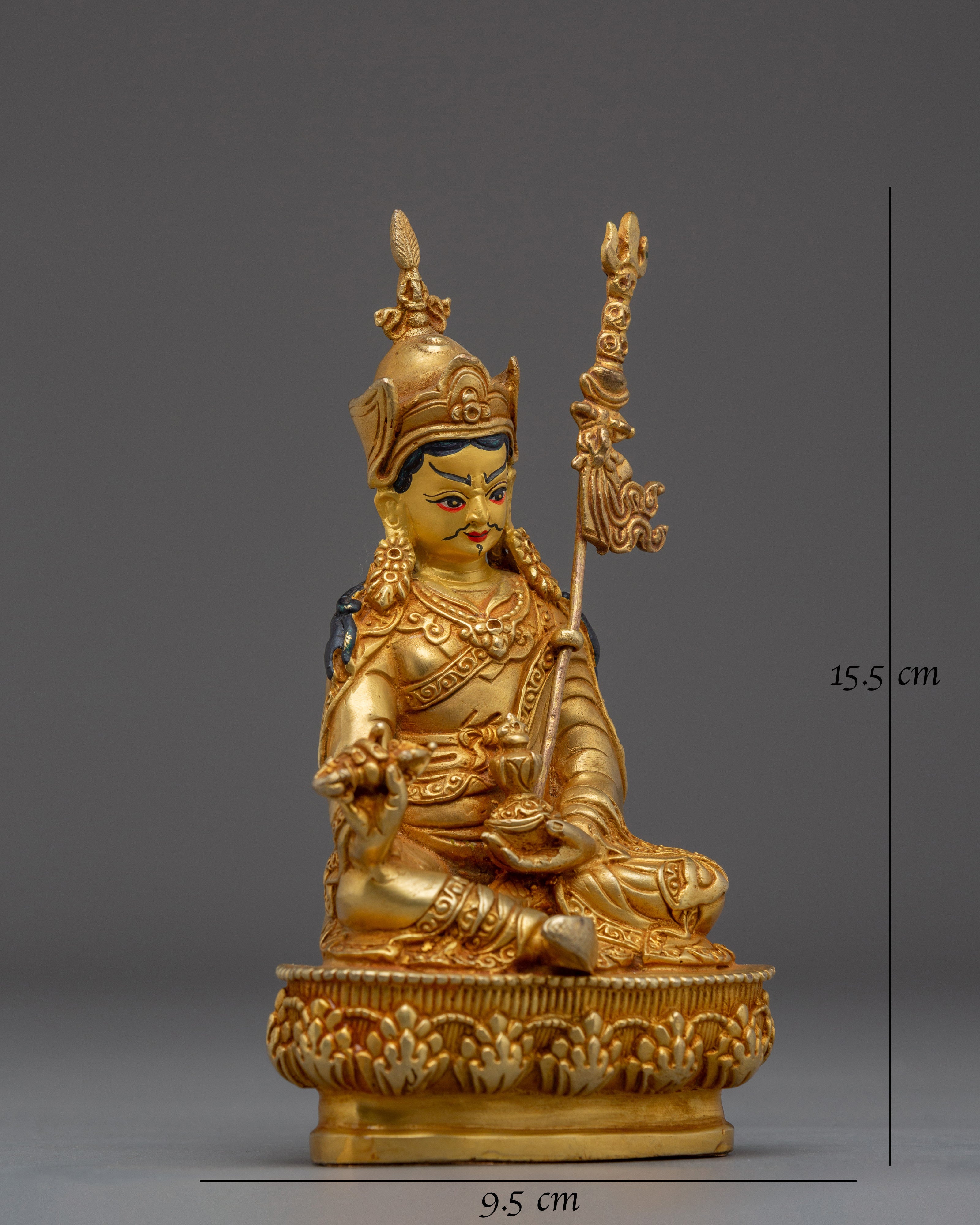 Guru Rinpoche Copper Statue 24K Gold Gilded