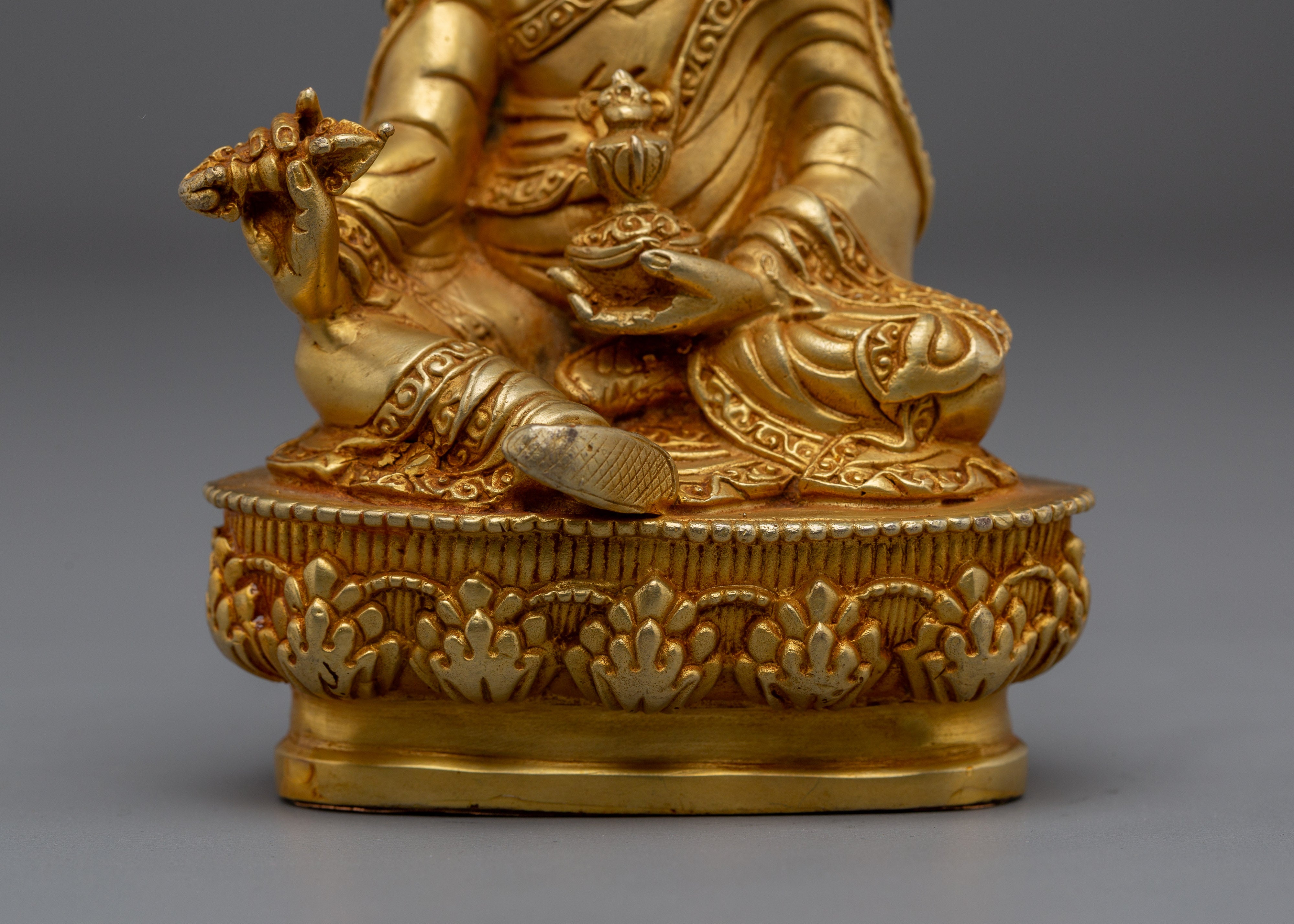 Guru Rinpoche Copper Statue 24K Gold Gilded | Art for Meditation