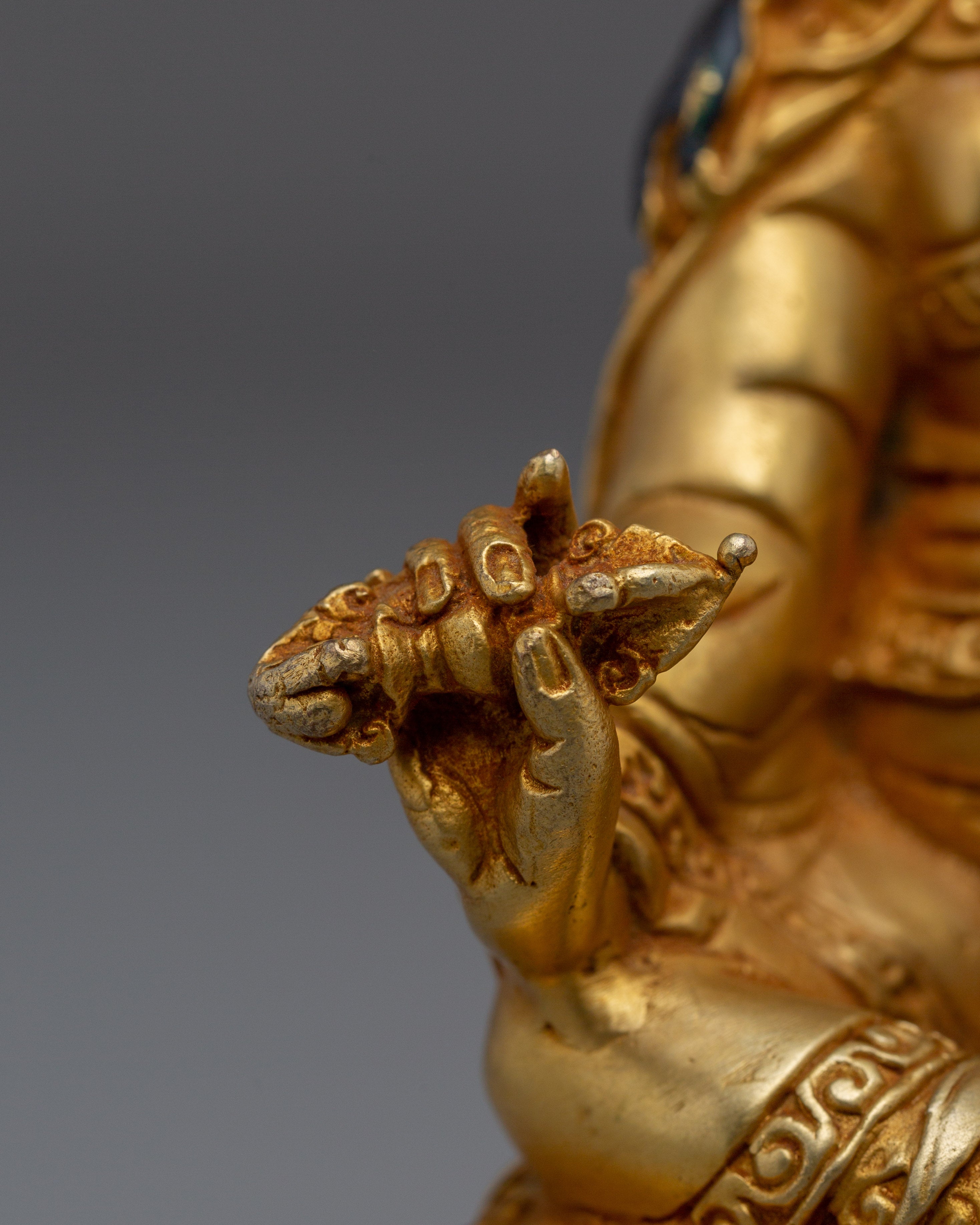 Guru Rinpoche Copper Statue 24K Gold Gilded | Art for Meditation