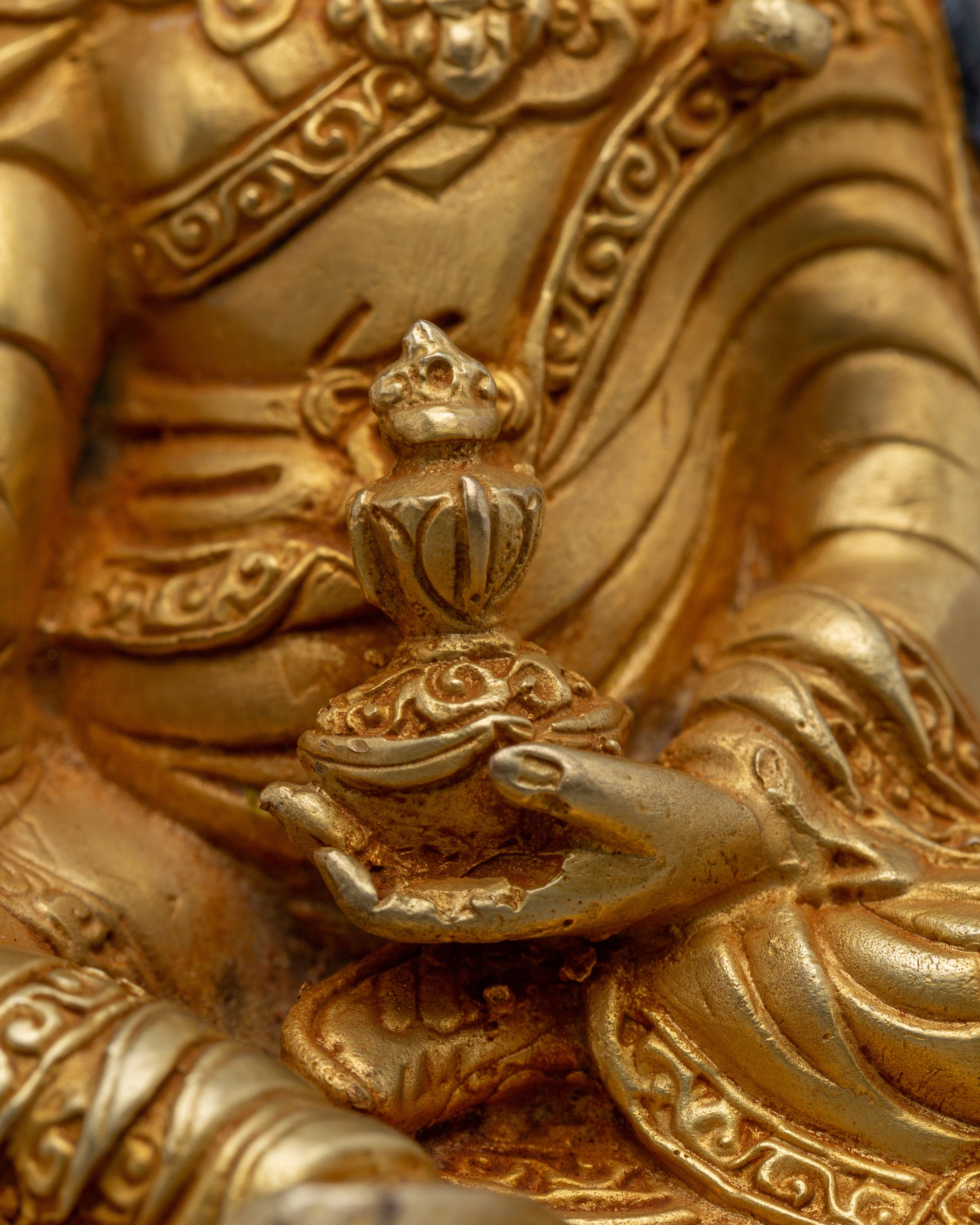 Guru Rinpoche Copper Statue 24K Gold Gilded | Art for Meditation