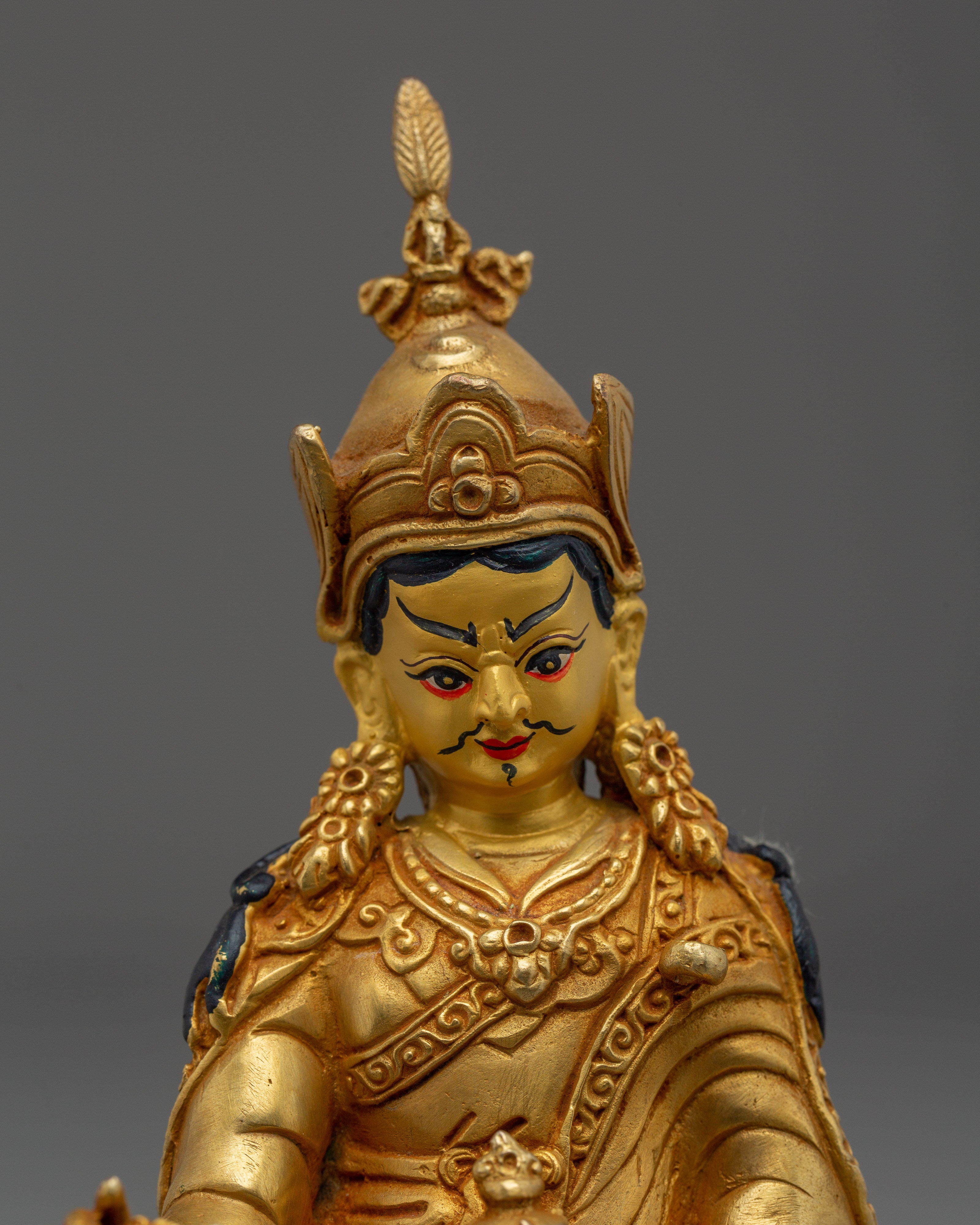 Guru Rinpoche Copper Statue 24K Gold Gilded | Art for Meditation