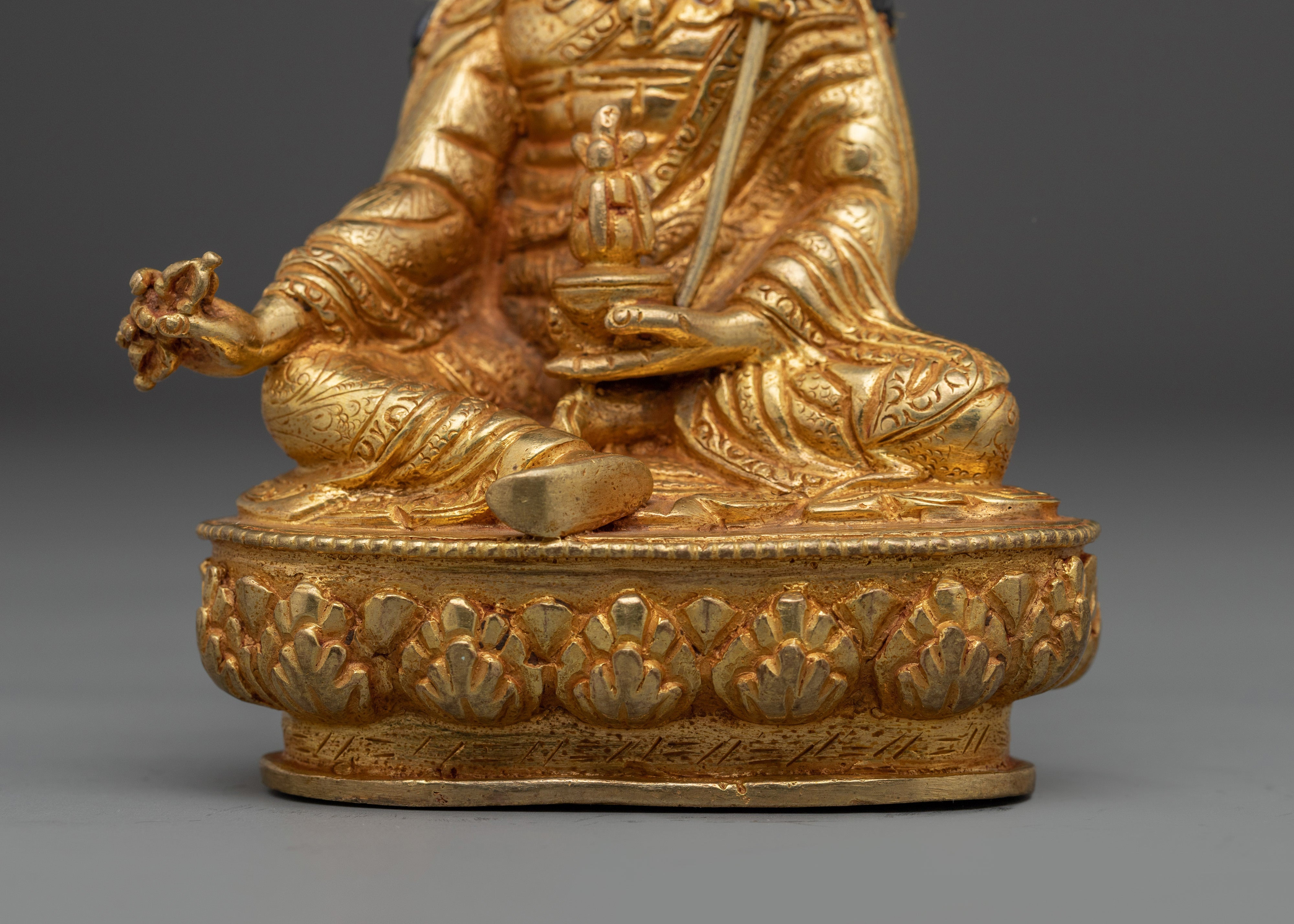 Himalayan Golden Guru Rinpoche Art | Padmasambhava Handmade Statue