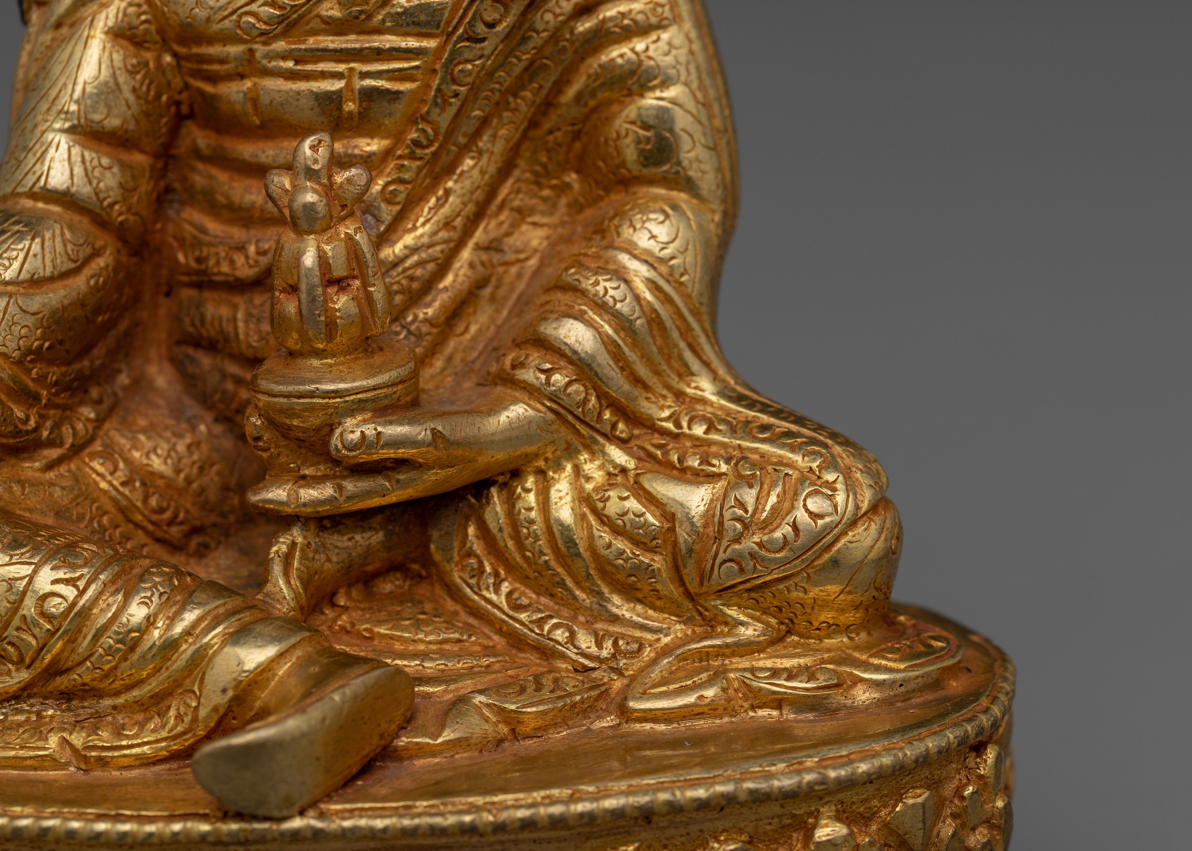 Himalayan Golden Guru Rinpoche Art | Padmasambhava Handmade Statue