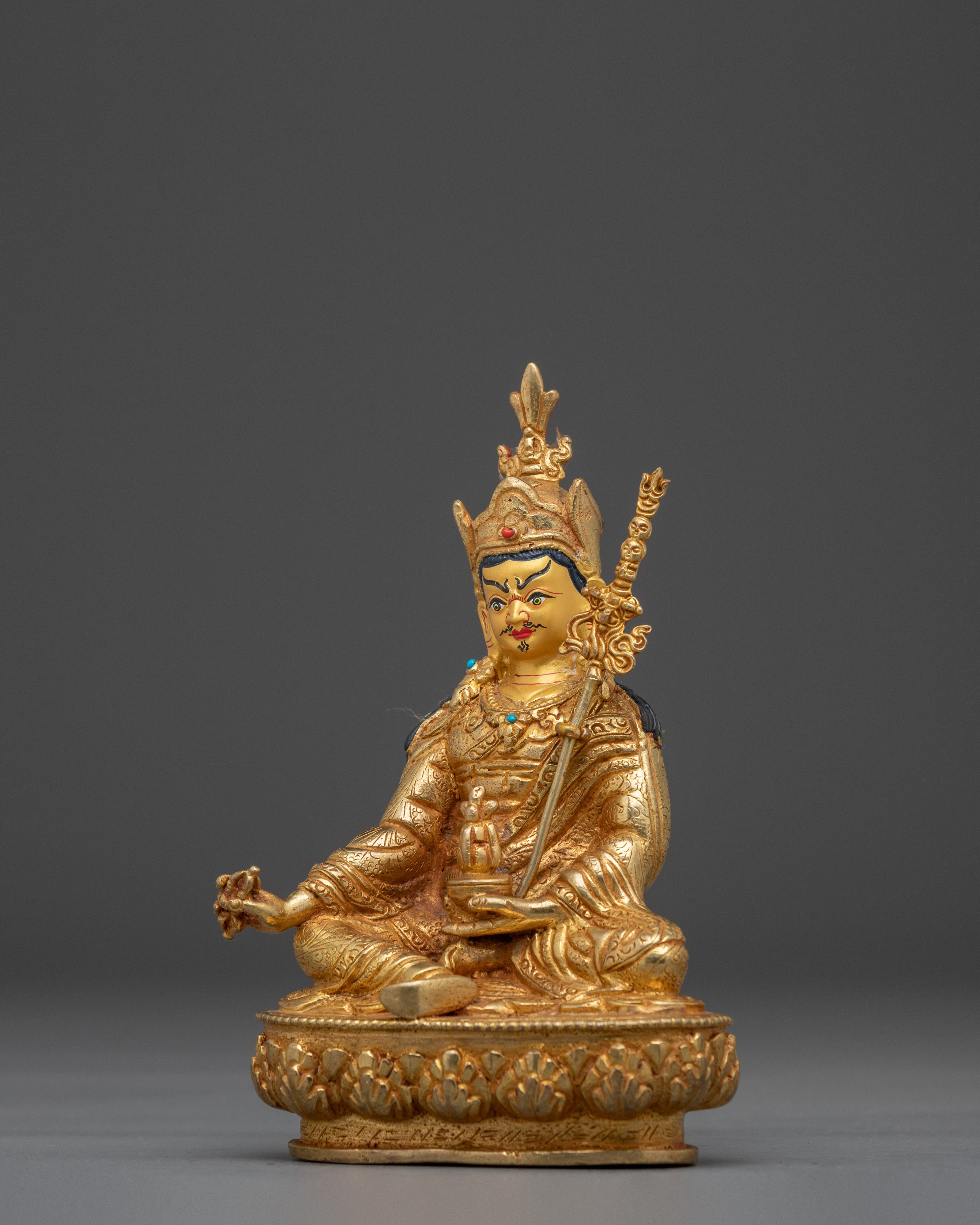 Himalayan Golden Guru Rinpoche Art | Padmasambhava Handmade Statue