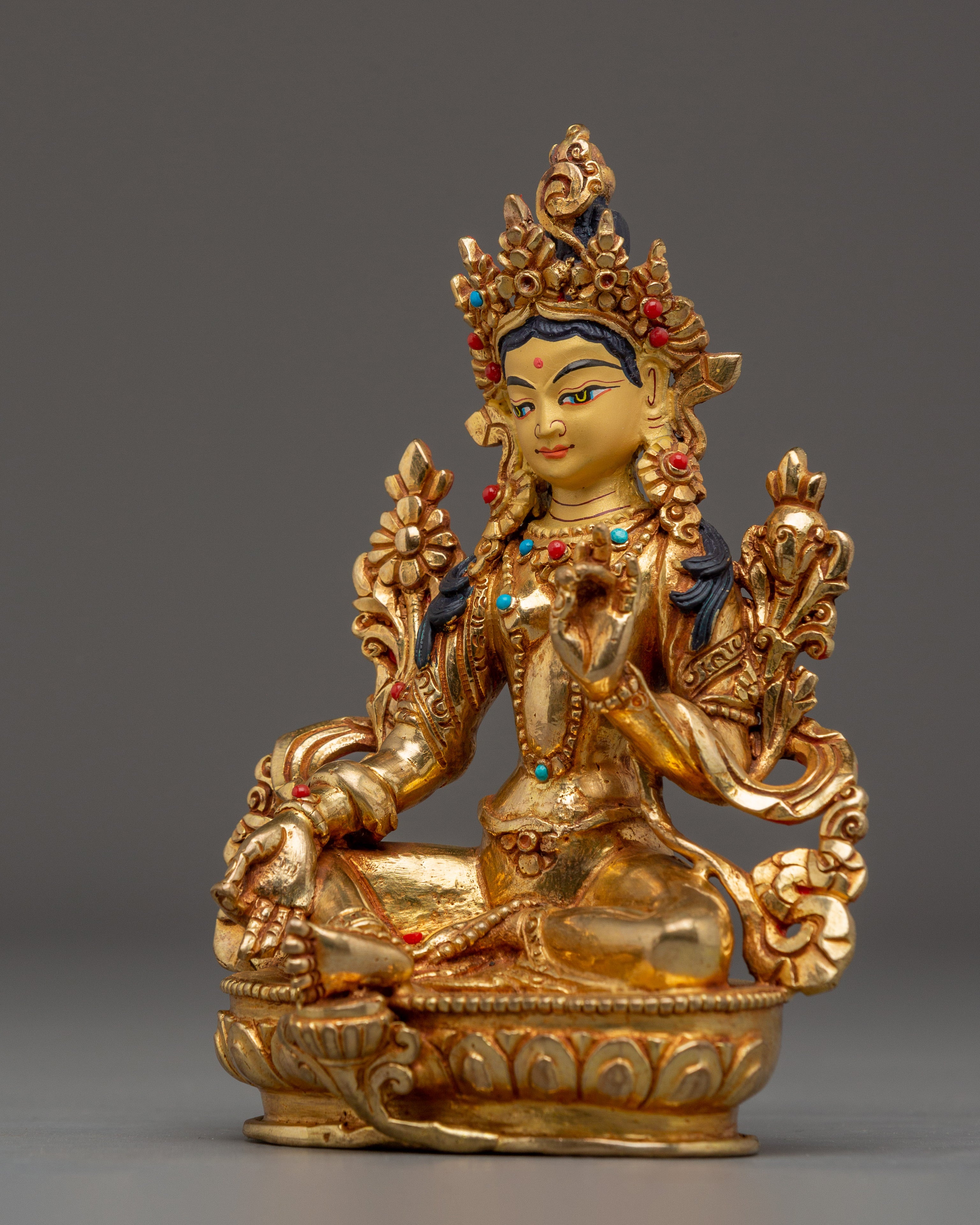 Divine Bodhisattva Green Tara Golden Artwork for Meditation and Decor