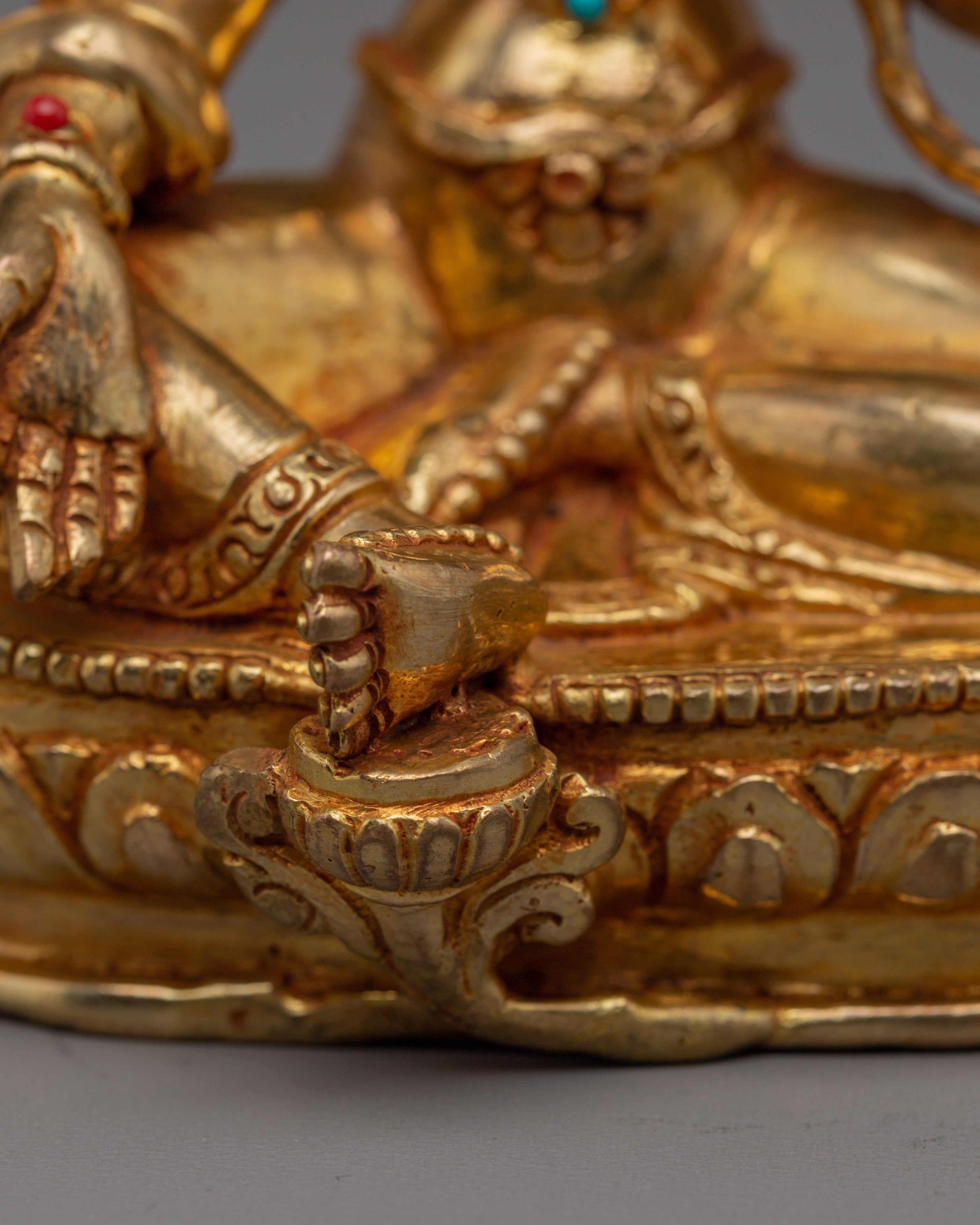 Divine Bodhisattva Green Tara Golden Artwork for Meditation and Decor