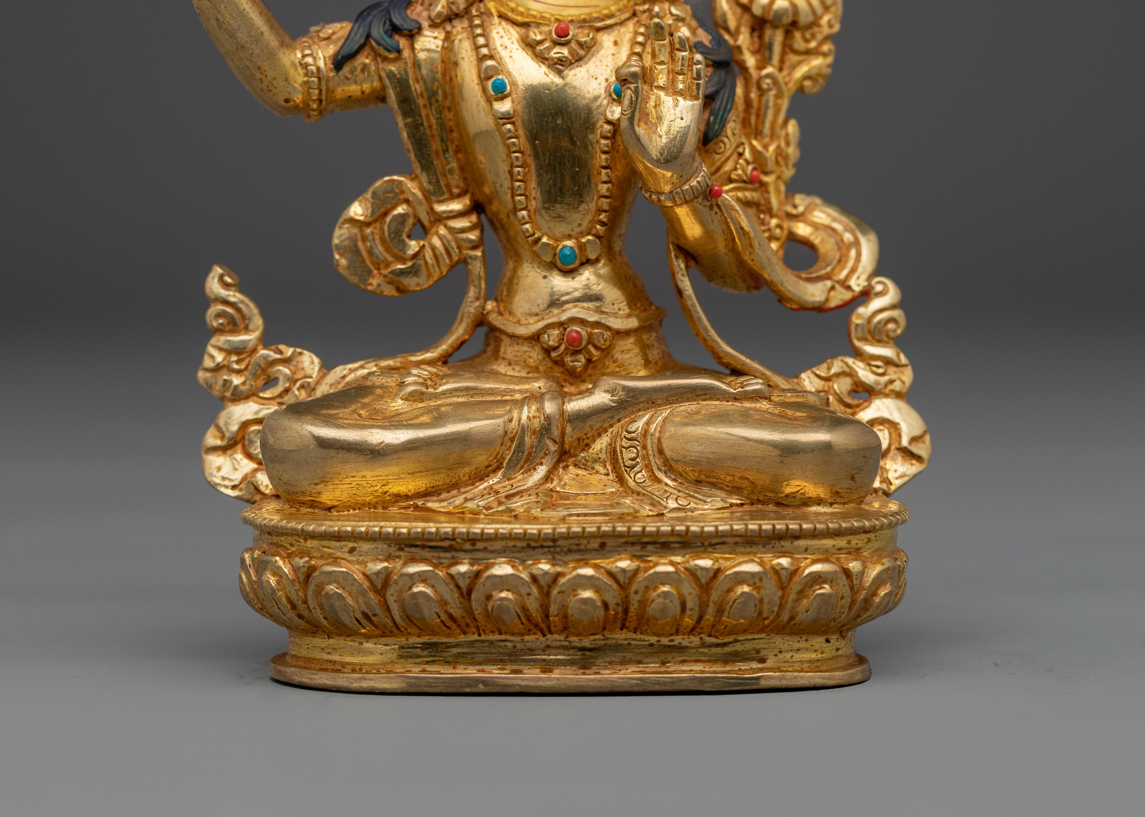 Golden Handmade Statue of Manjushri | Wisdom Bodhisattva