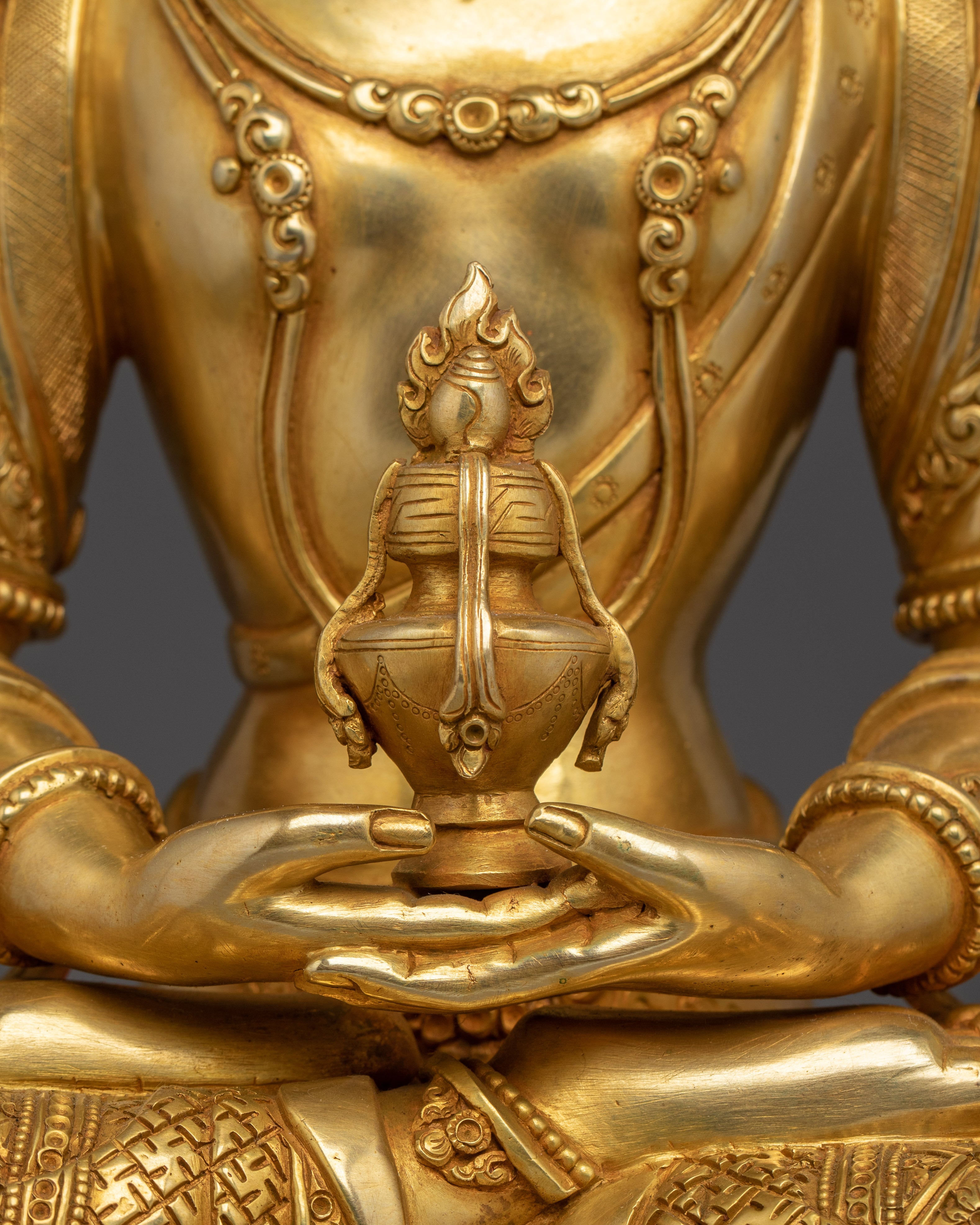 Himalayan Copper Statue of Golden Amitayus | Symbol of Longevity and Blessings