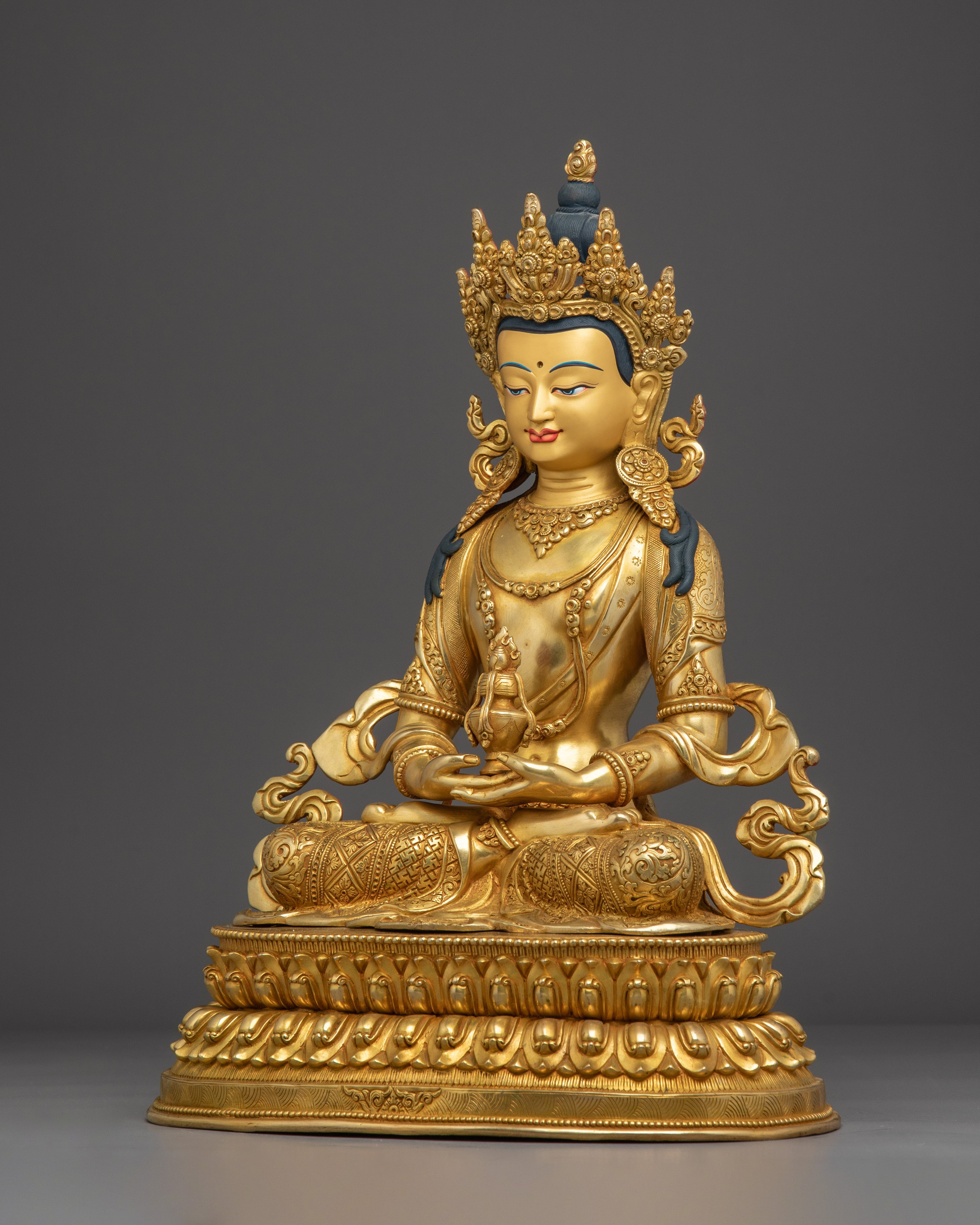 Himalayan Copper Statue of Golden Amitayus | Symbol of Longevity and Blessings