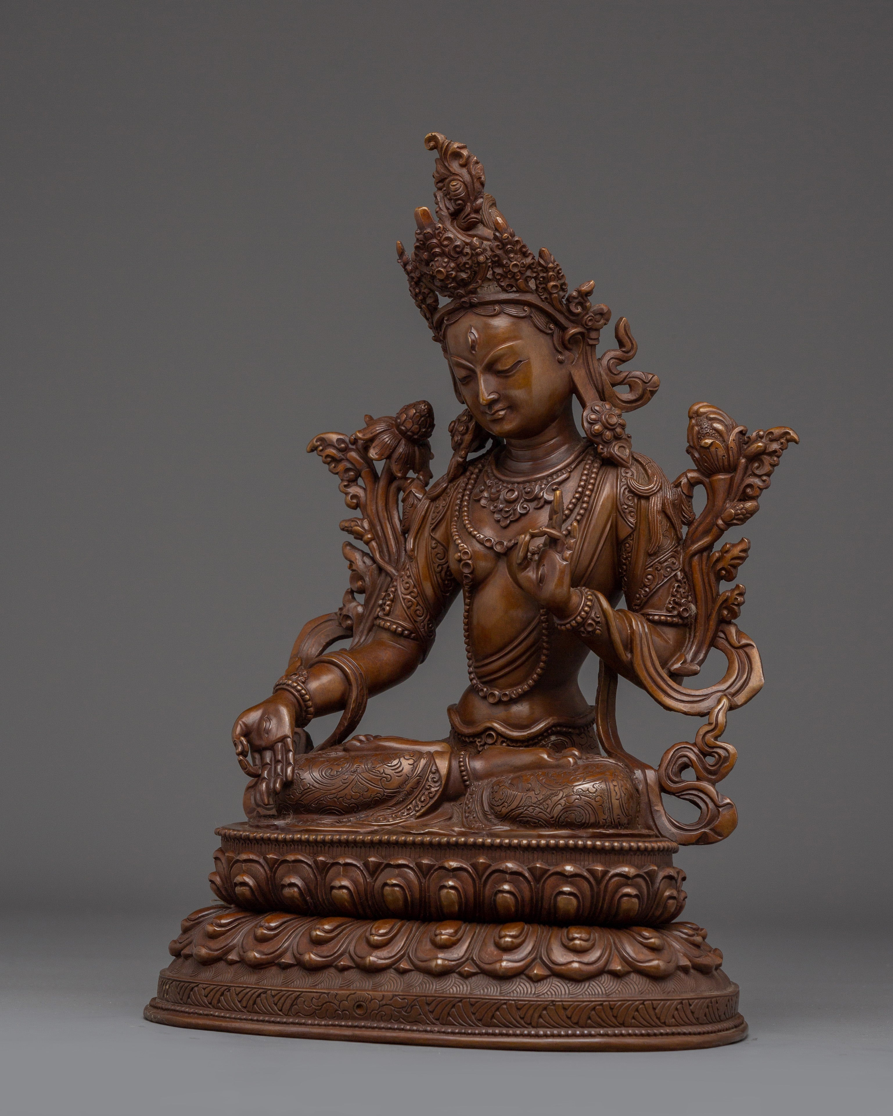 Chocolate Oxidized White Tara Statue | Sita Tara - Tibetan Healing Deity