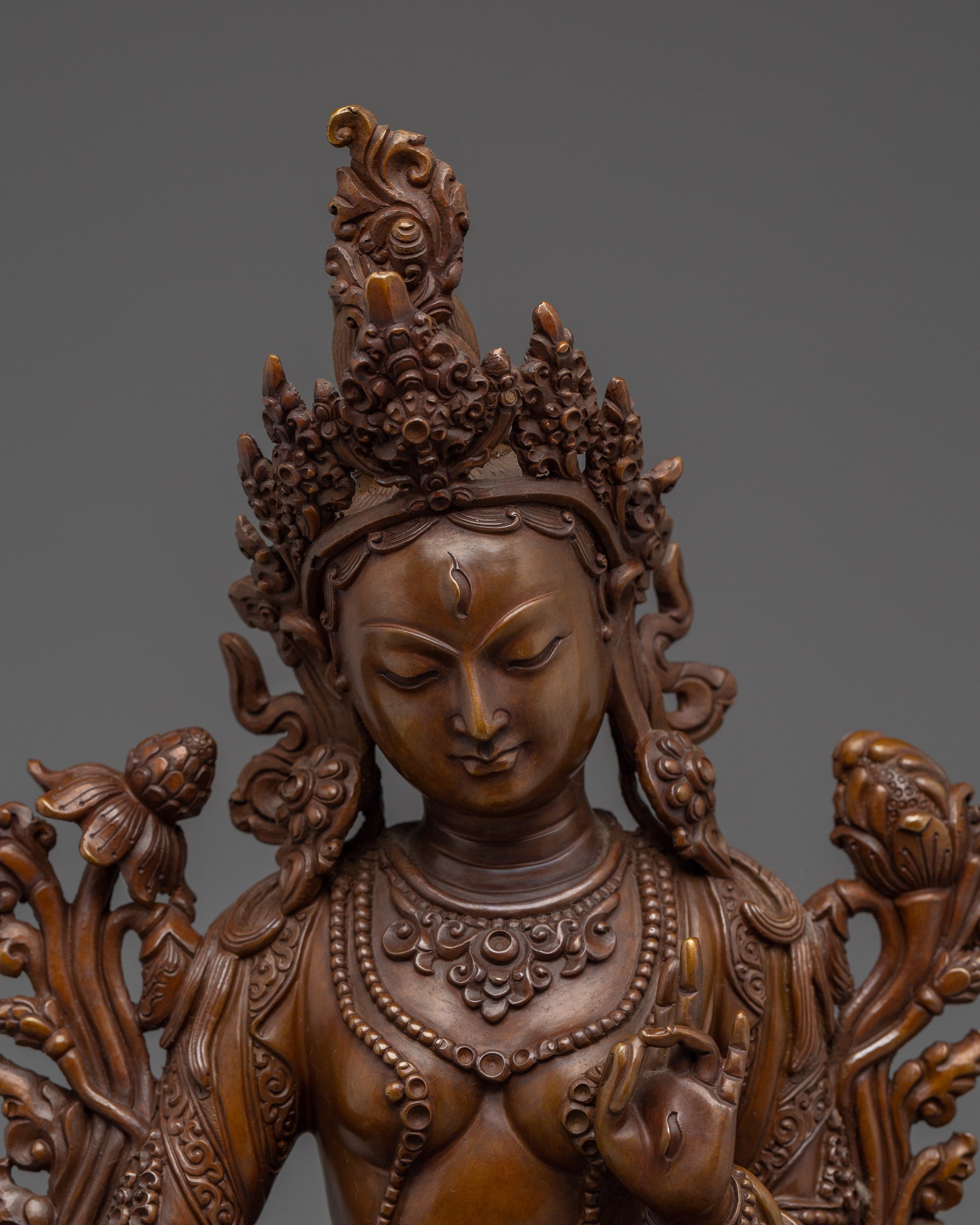 Chocolate Oxidized White Tara Statue | Sita Tara - Tibetan Healing Deity