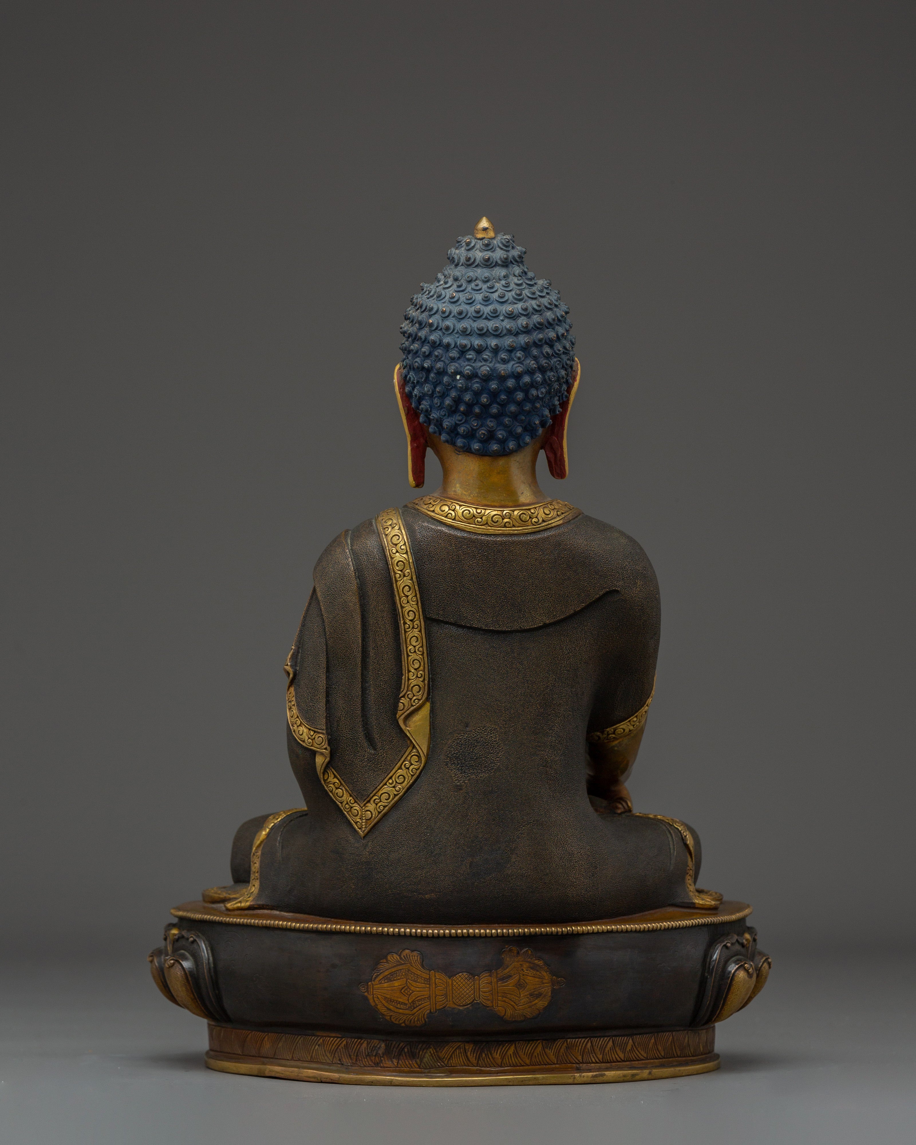 Peaceful 24K Gold Gilded Statue of Shakyamuni Buddha | Gautama Buddha Artwork