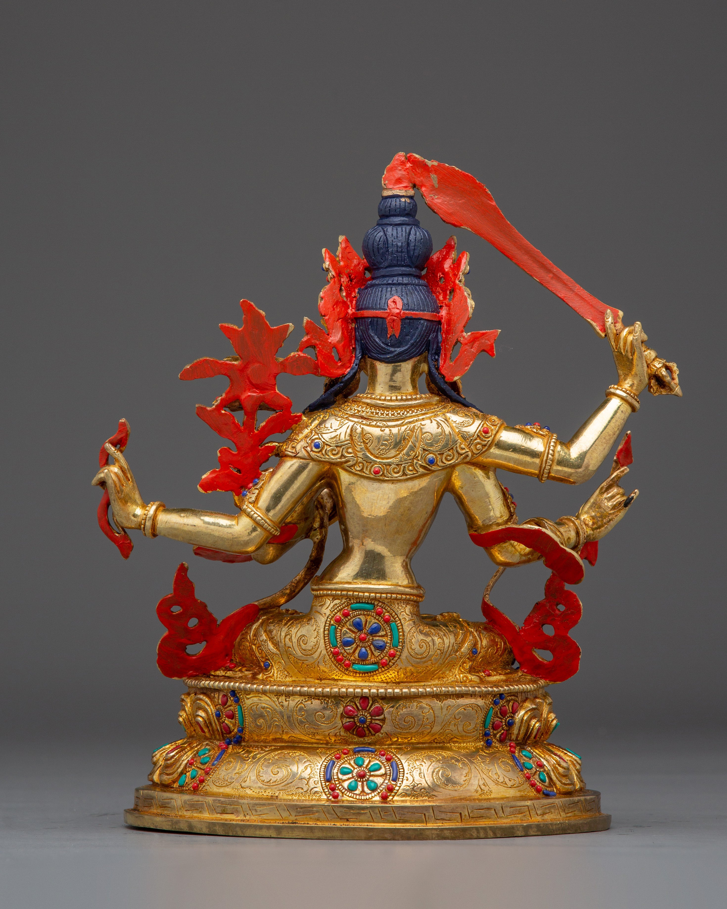 Maha Manjushri Tibetan Deity Statue | 24K Gold Gilded Copper Bodhisattva of Wisdom