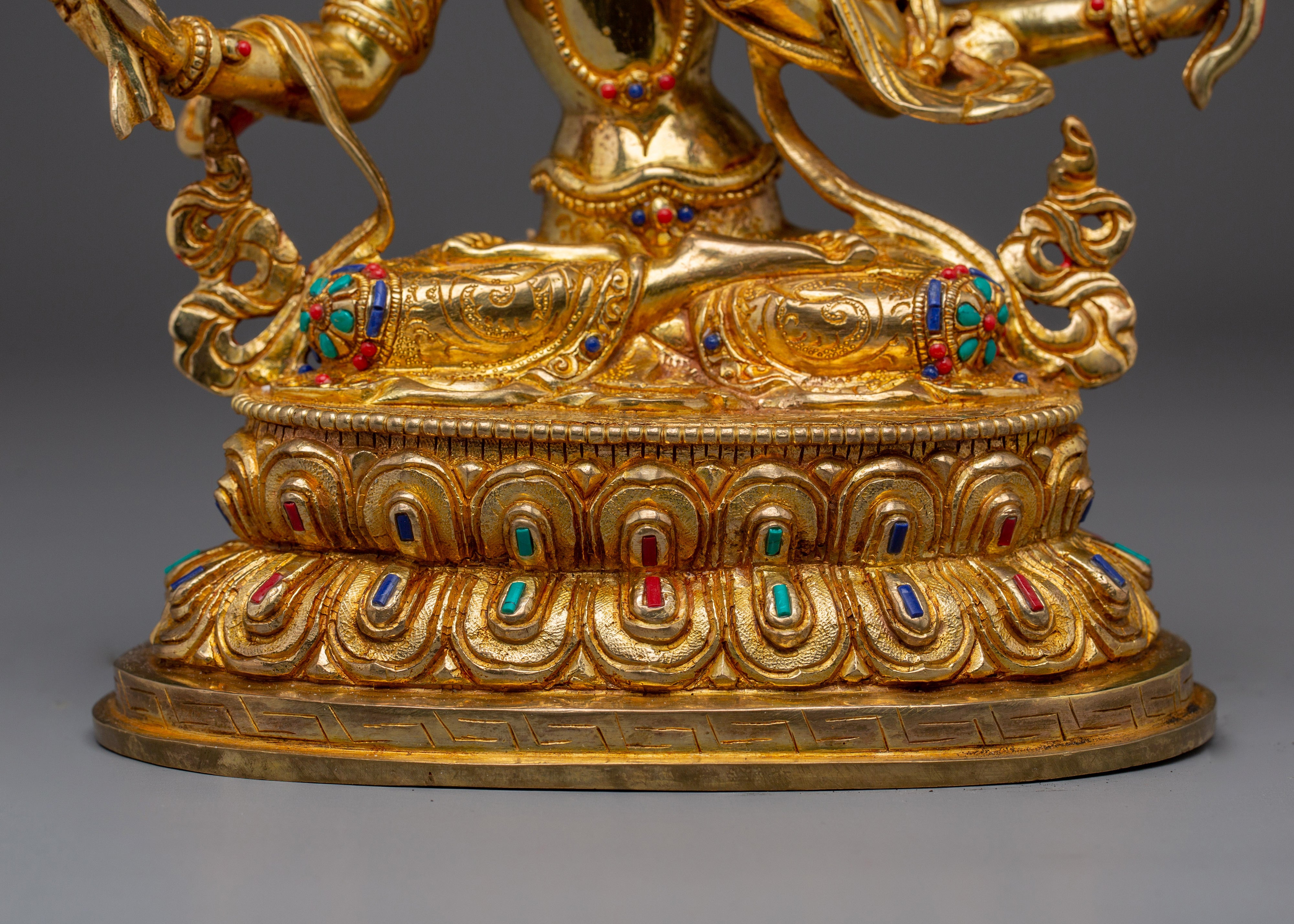 Maha Manjushri Tibetan Deity Statue | 24K Gold Gilded Copper Bodhisattva of Wisdom