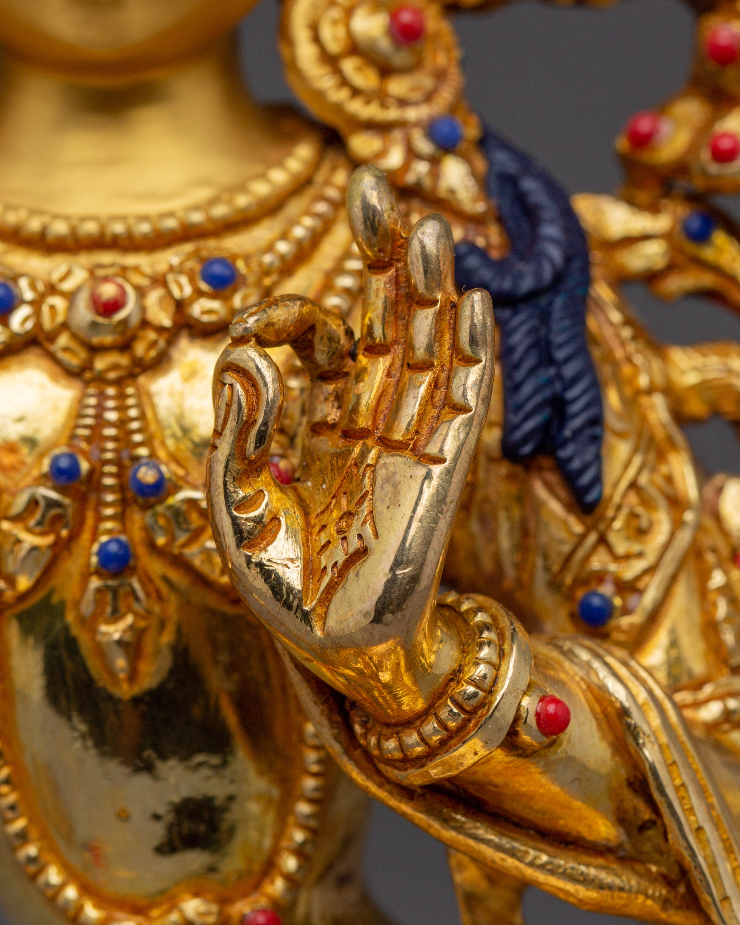 Maha Manjushri Tibetan Deity Statue | 24K Gold Gilded Copper Bodhisattva of Wisdom