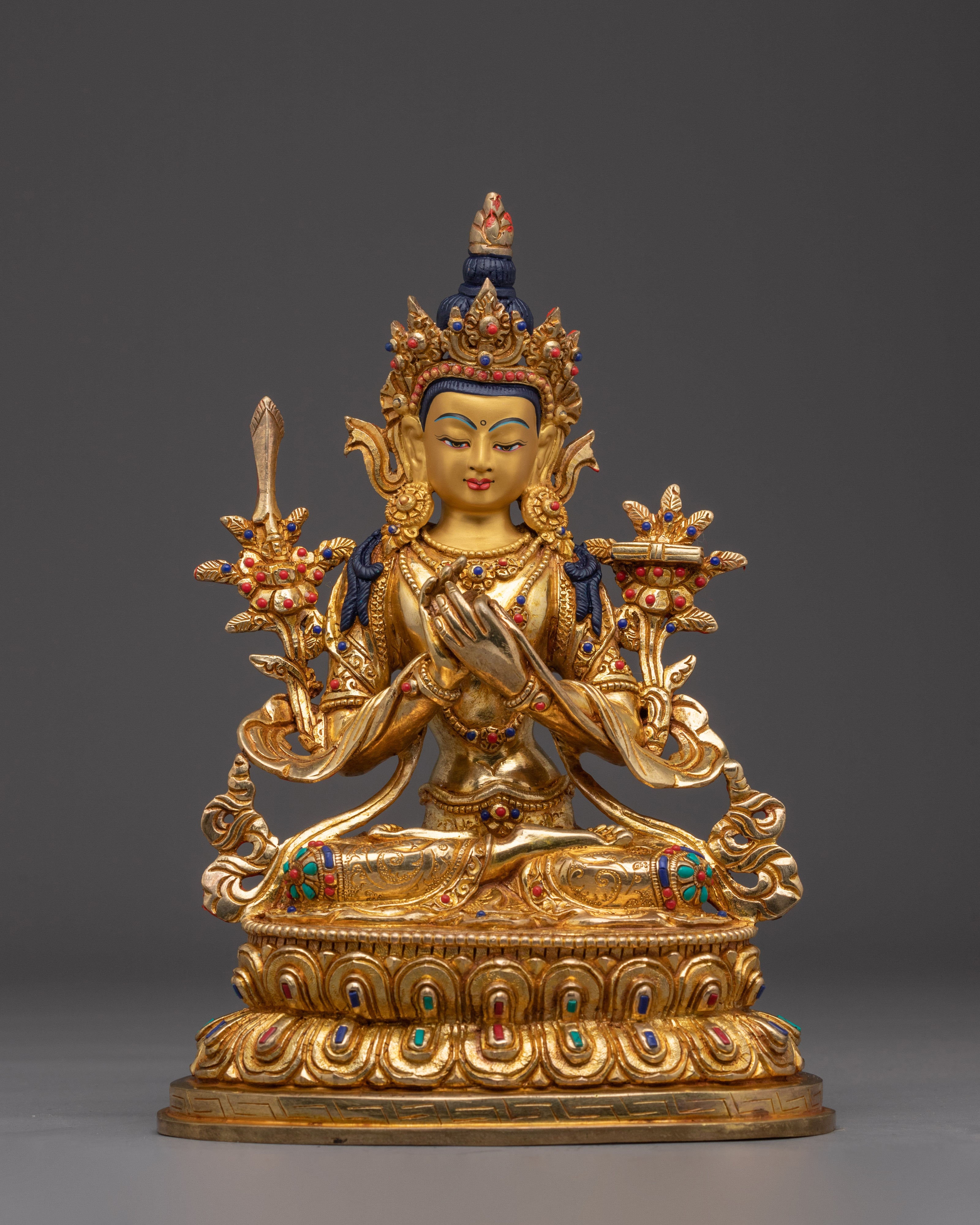 Statue of Manjushri Set | Five Copper Wisdom Deities for Buddhist Shrine