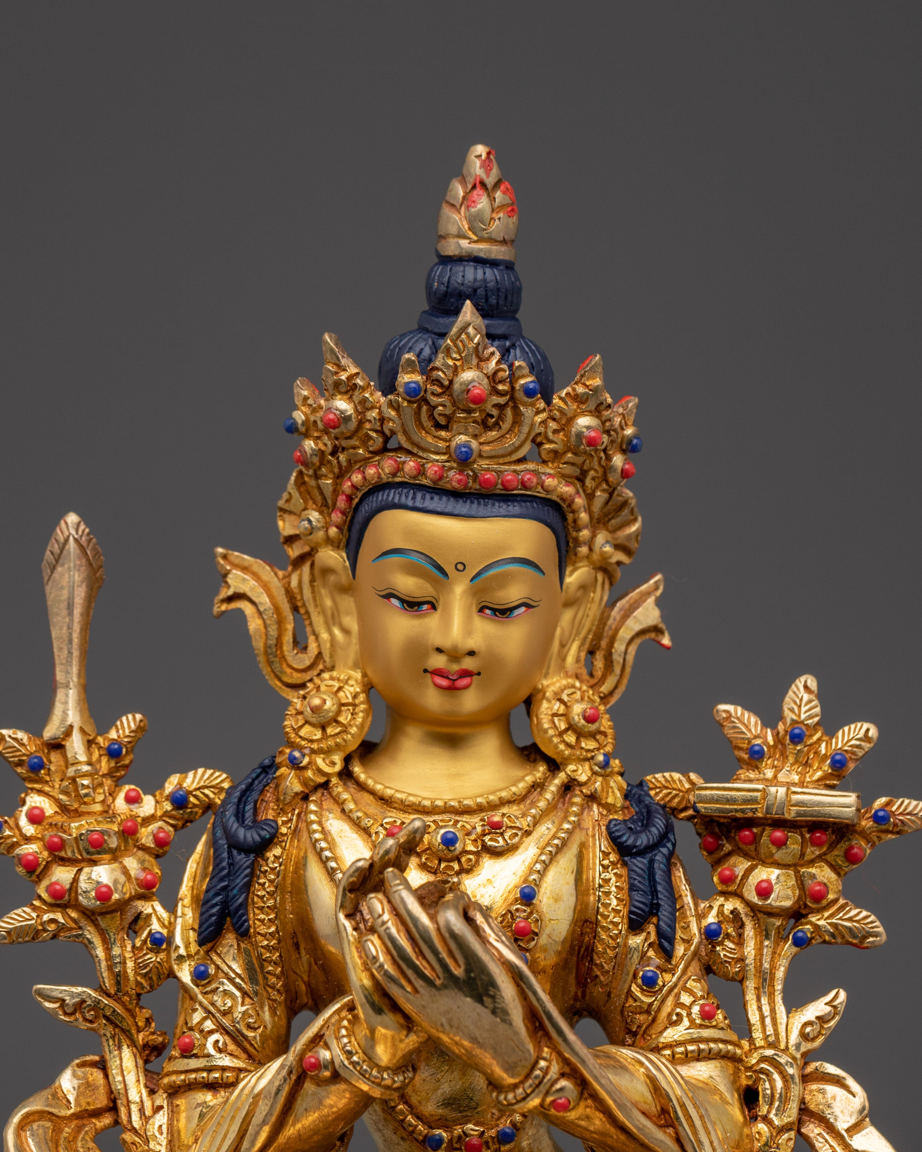 Statue of Manjushri Set | Five Copper Wisdom Deities for Buddhist Shrine