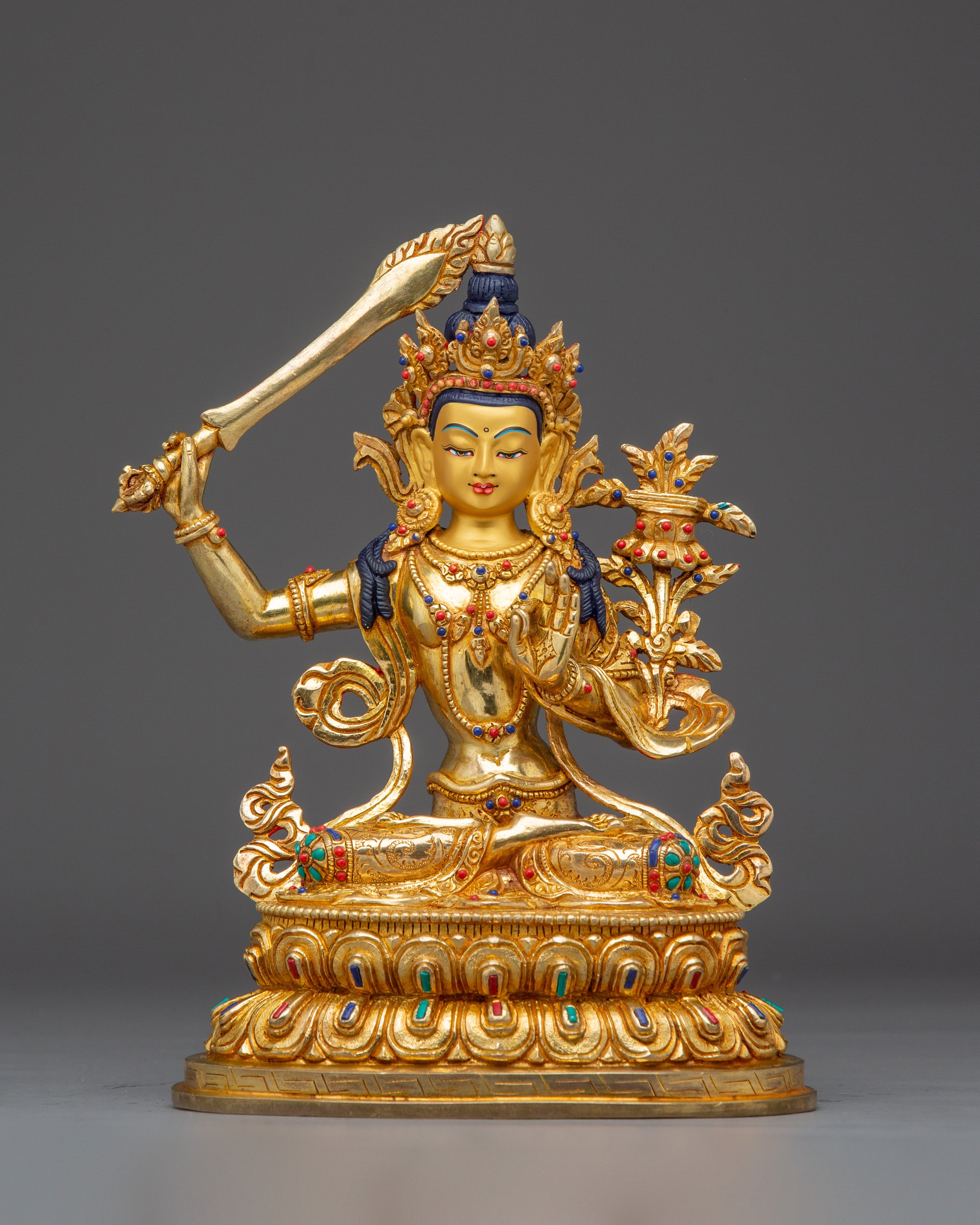 Statue of Manjushri Set | Five Copper Wisdom Deities for Buddhist Shrine