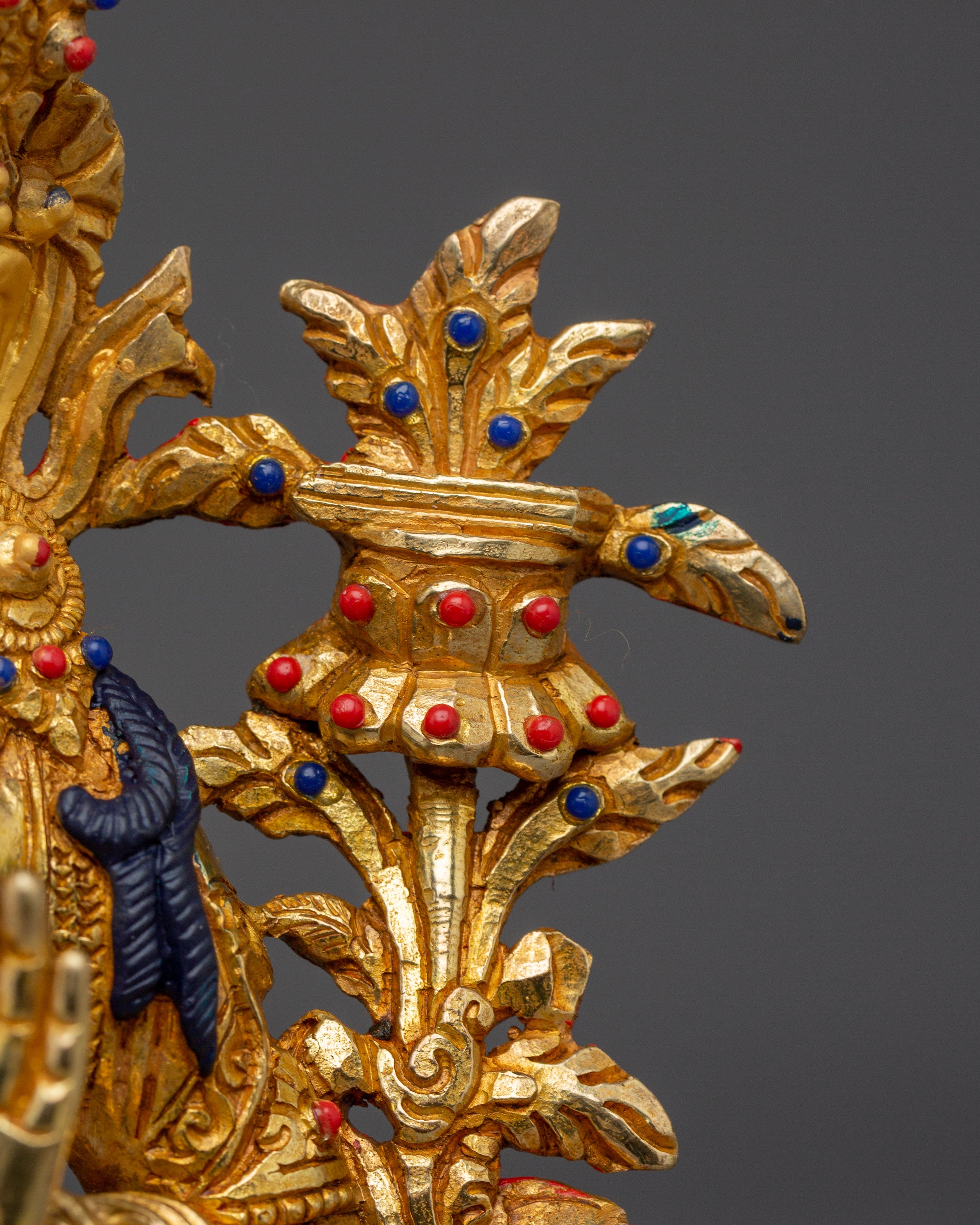 Manjushri Statue Seated in Double Petal Lotus Seat | 24K Gold Gilded Artwork