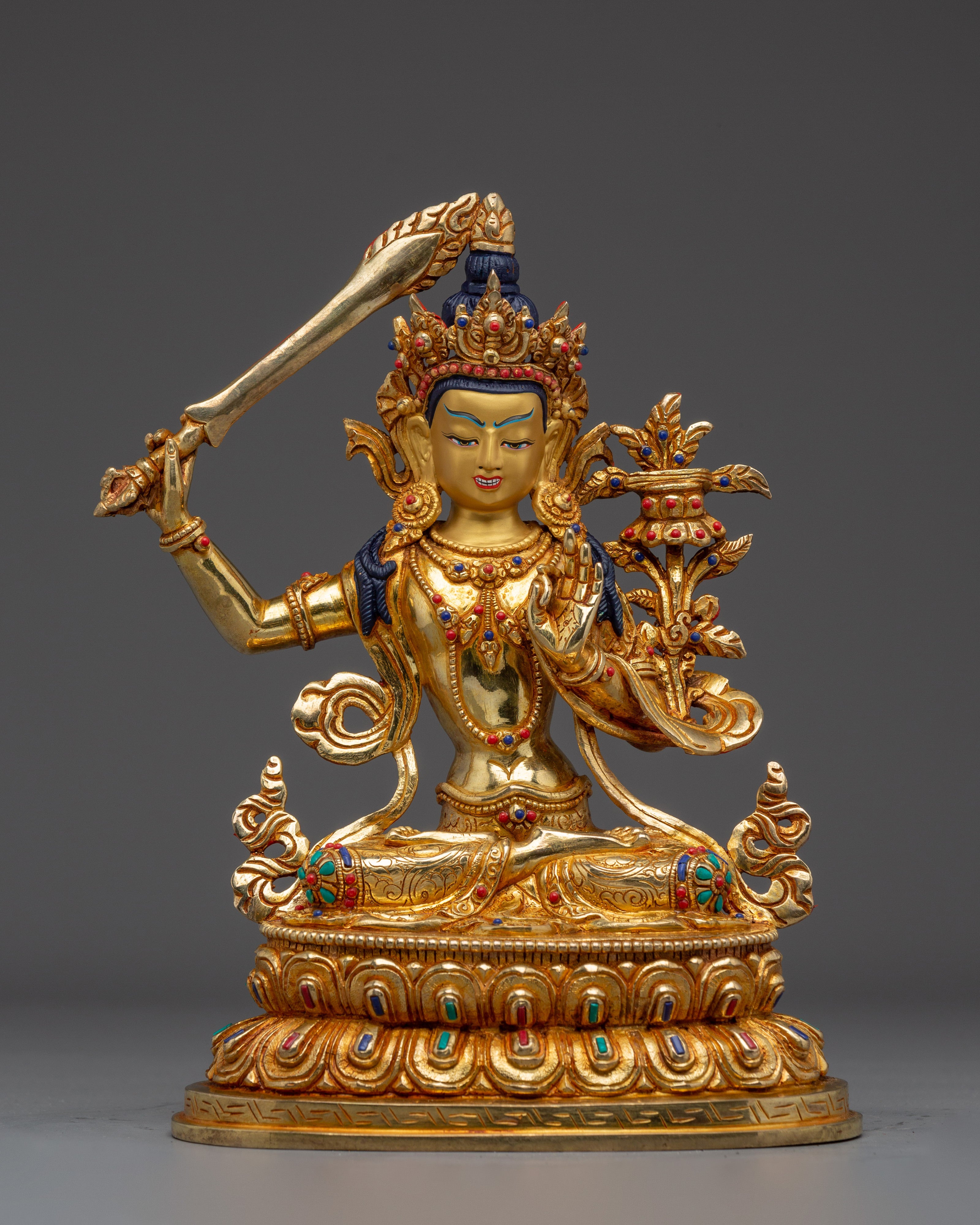 Statue of Manjushri Set | Five Copper Wisdom Deities for Buddhist Shrine