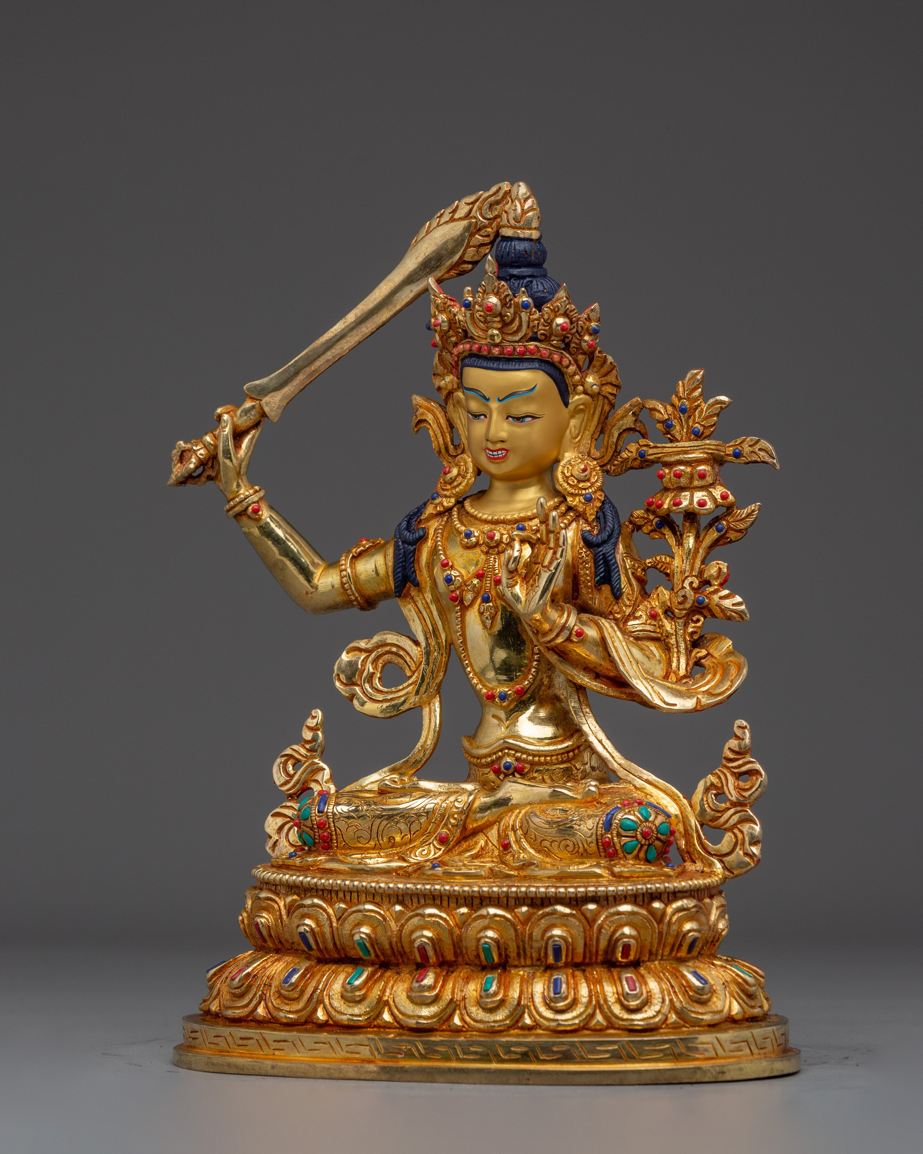 Blue Vimla Manjushri Statue | Wisdom Deity