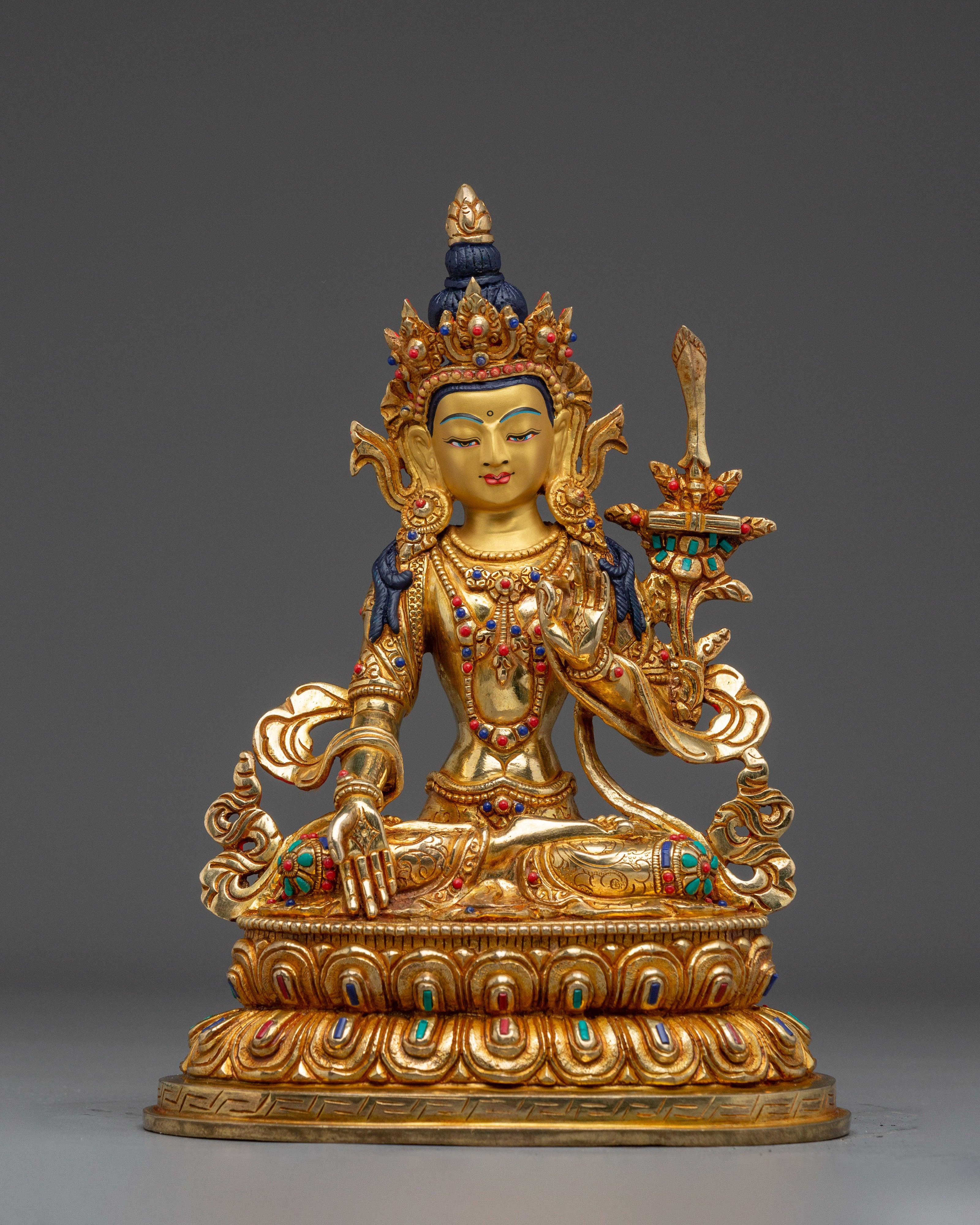 Statue of Manjushri Set | Five Copper Wisdom Deities for Buddhist Shrine