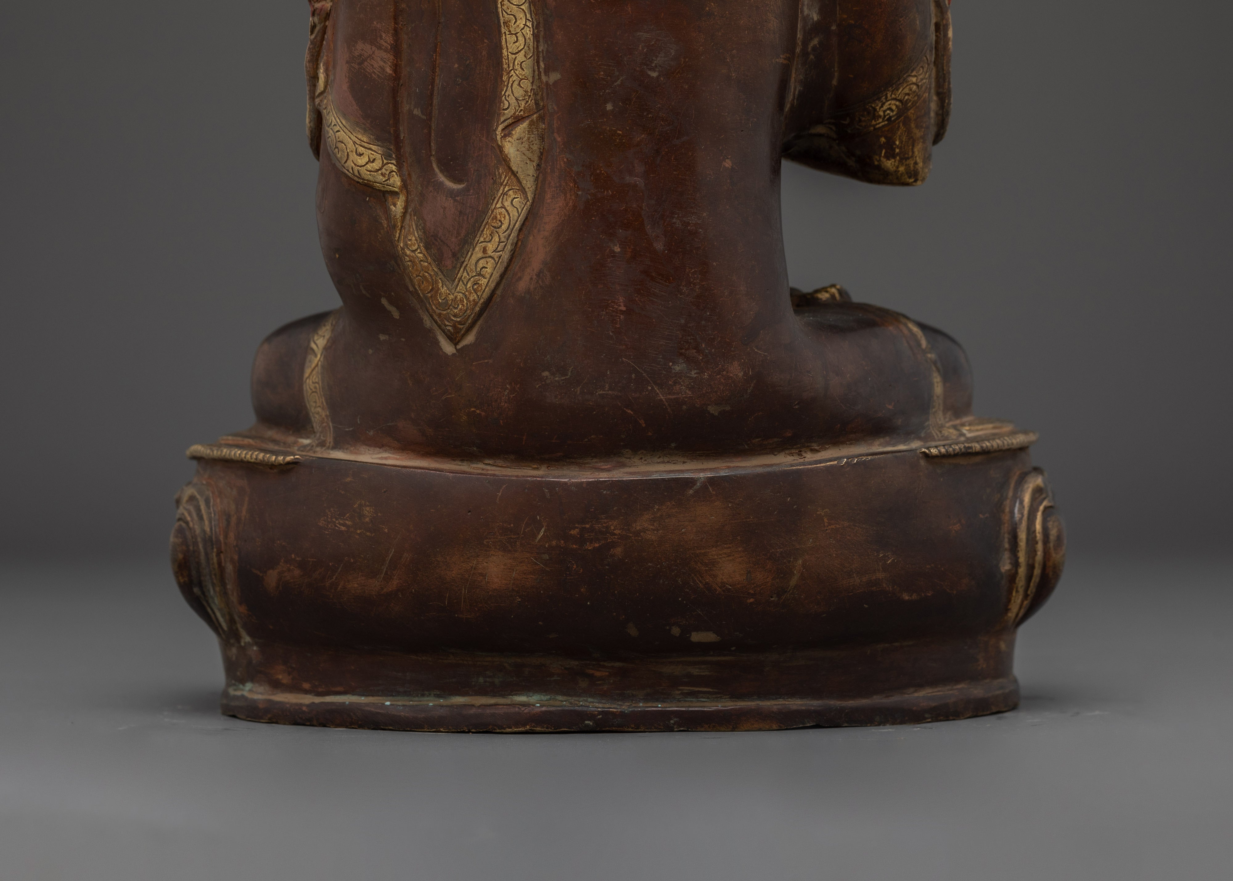 24K Gold-Gilded Tsongkhapa Set for Shrine | Handcrafted Copper Buddhist Statue
