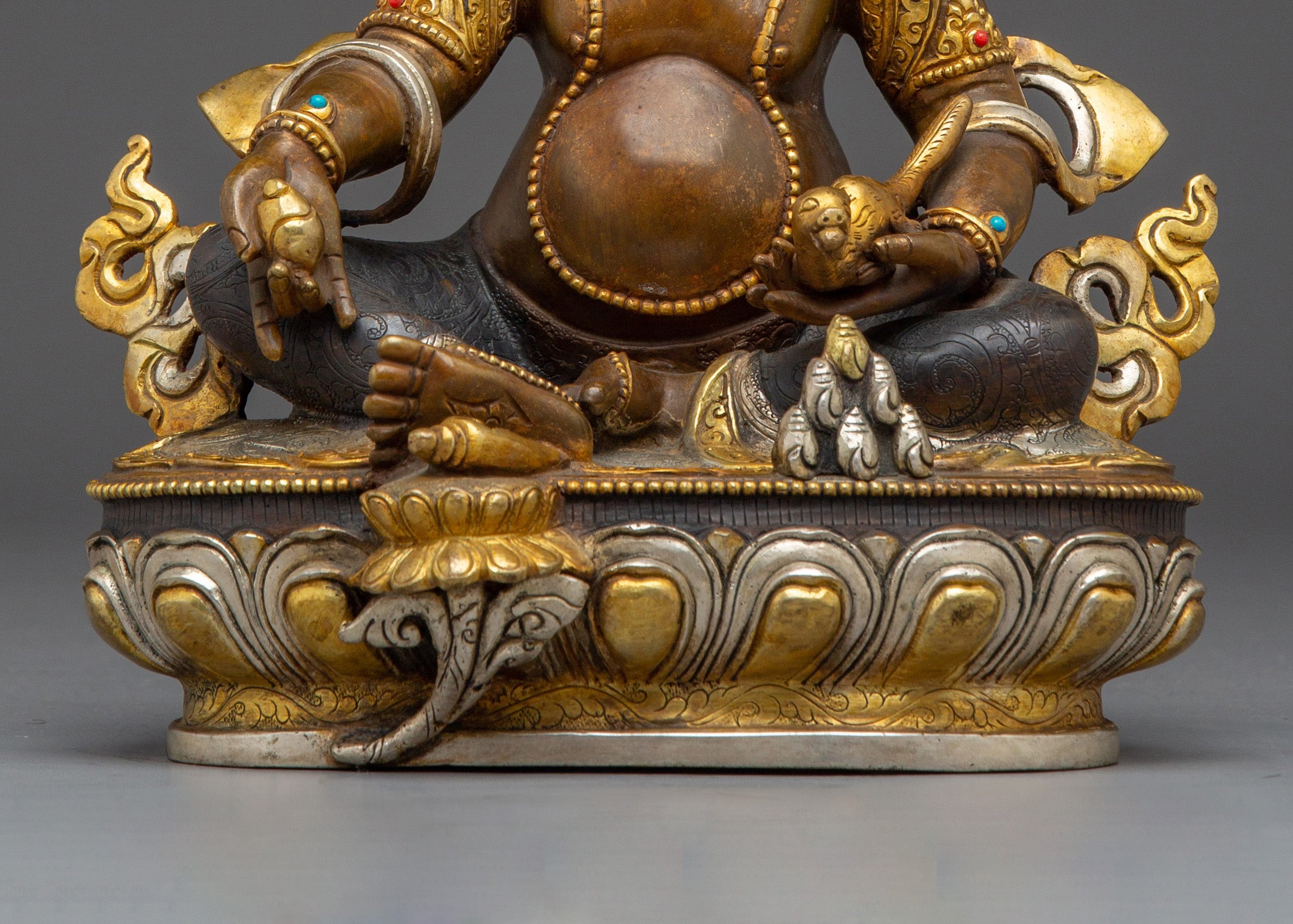 24K Gold Dzambhala Copper Statue | Meditation and Sacred Decor