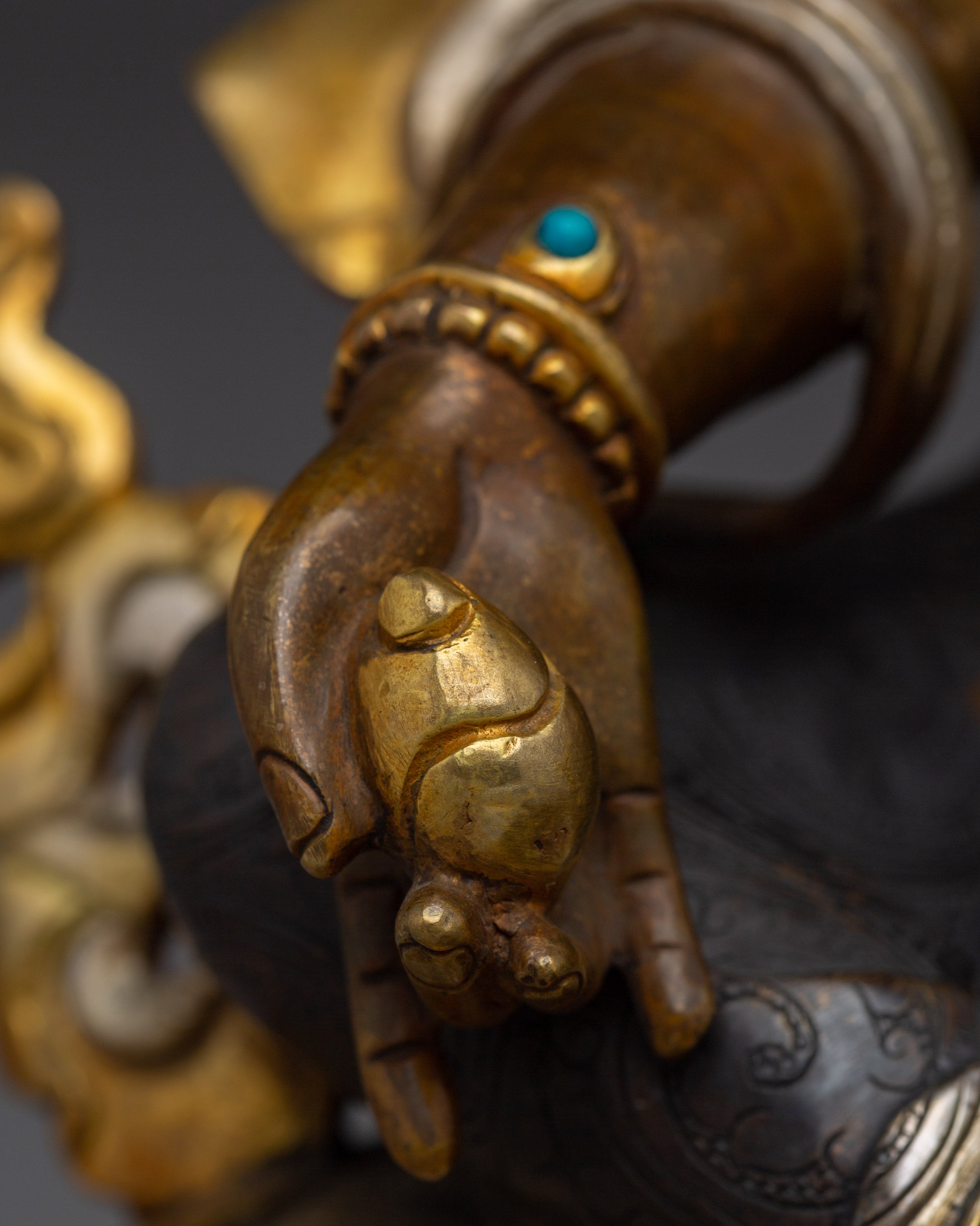 24K Gold Dzambhala Copper Statue | Meditation and Sacred Decor