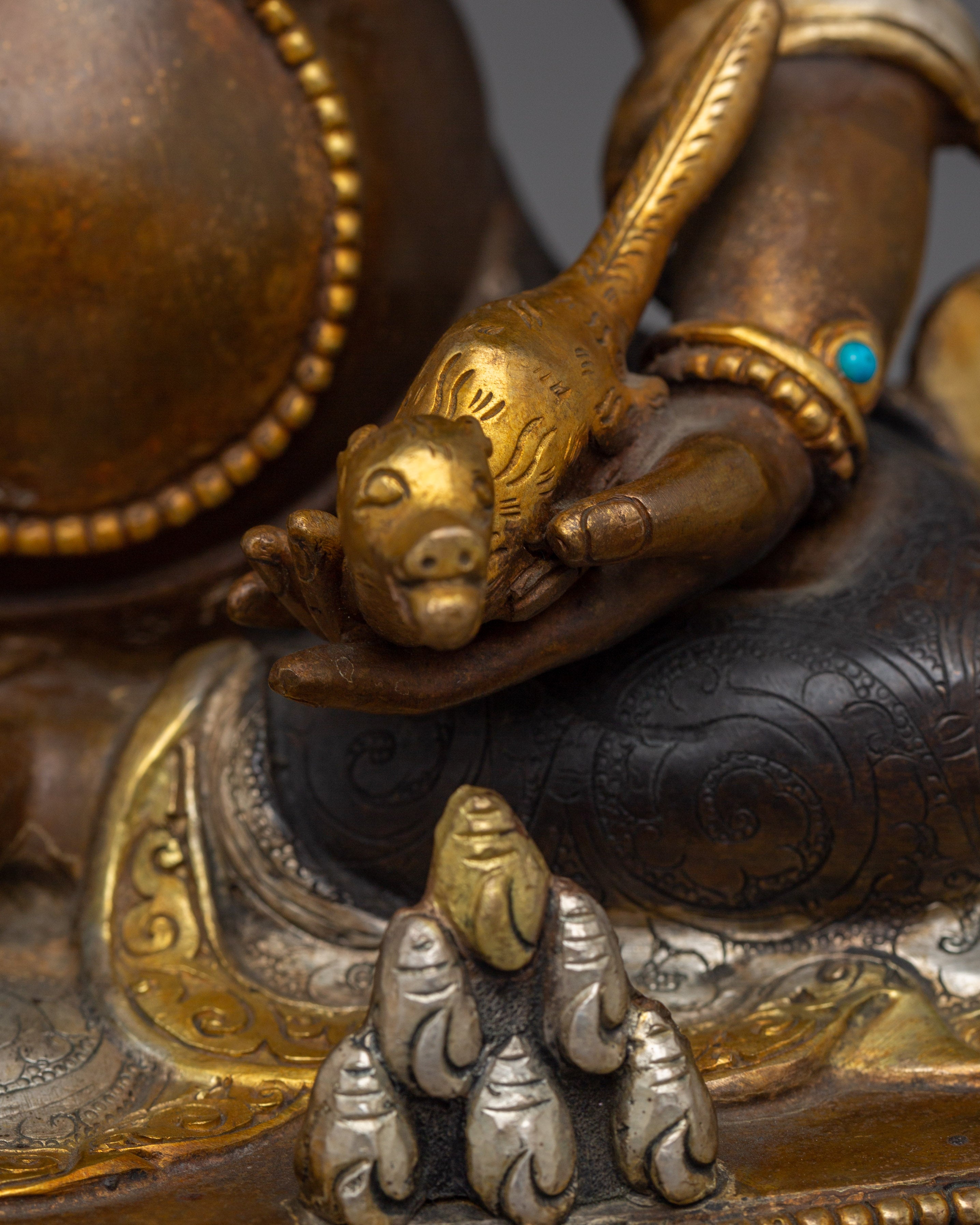 24K Gold Dzambhala Copper Statue | Meditation and Sacred Decor