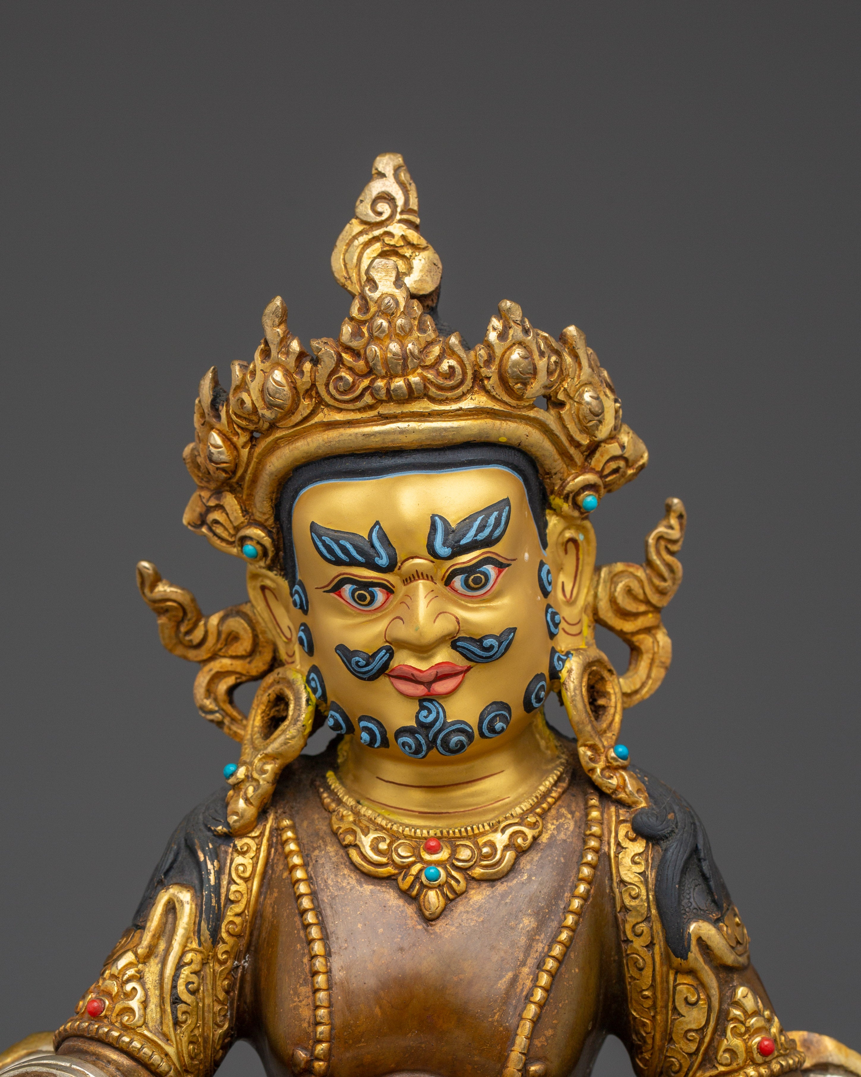 24K Gold Dzambhala Copper Statue | Meditation and Sacred Decor