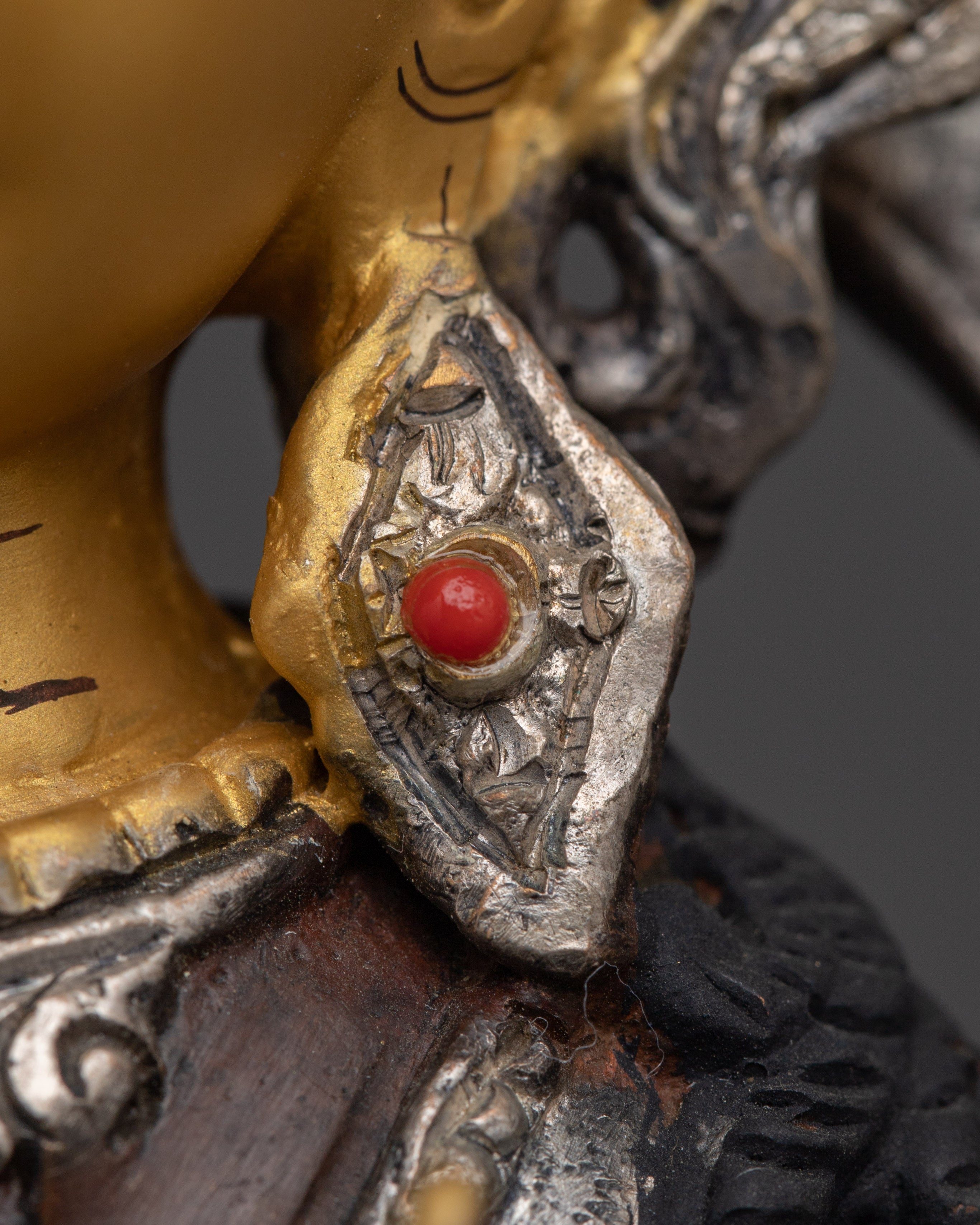 Manjushri Copper Statue with Silver & Gold | Symbol of Enlightenment, Sacred Knowledge