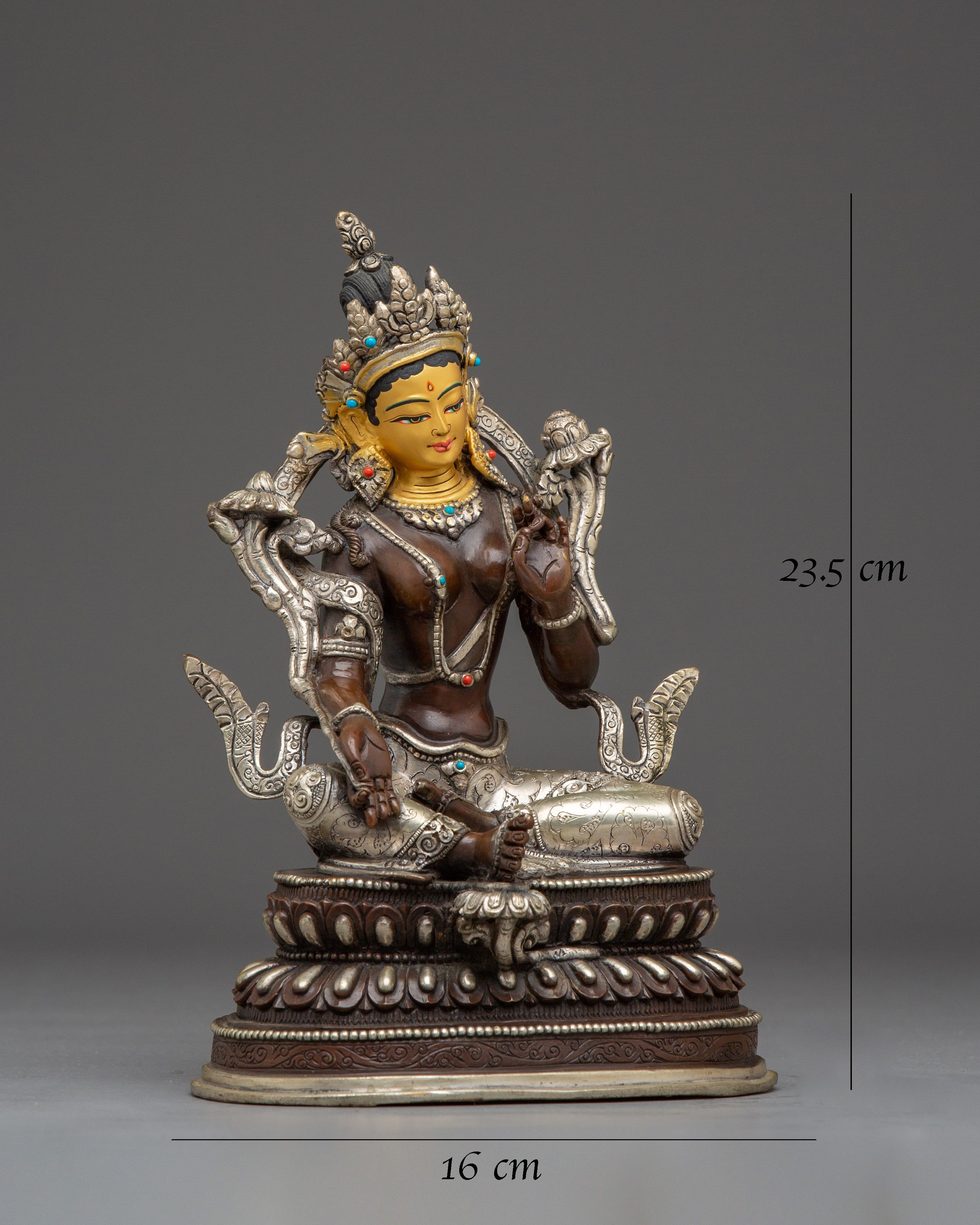 Green Tara Statue: Copper Handmade Artwork