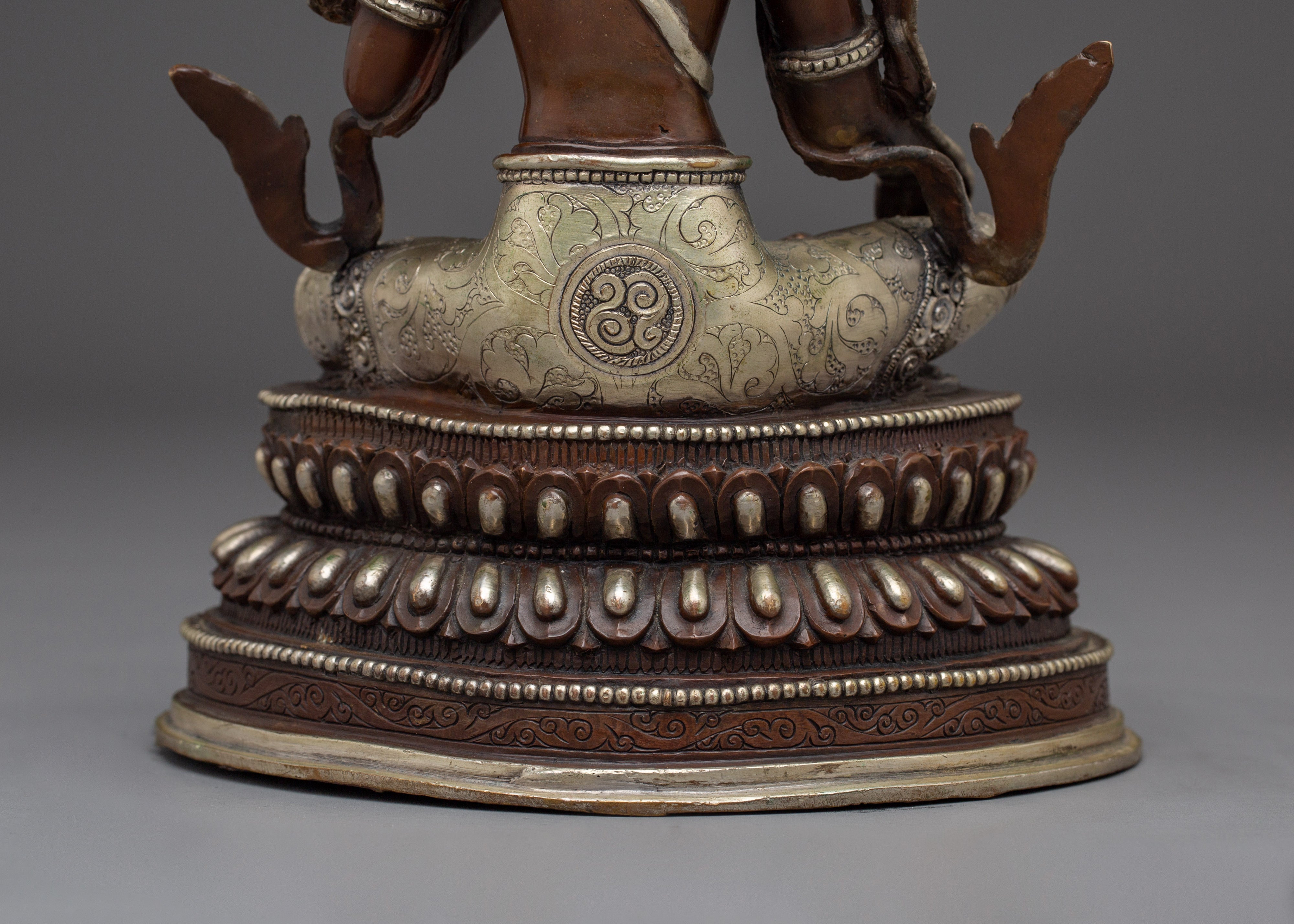 Green Tara Statue: Copper Handmade Artwork